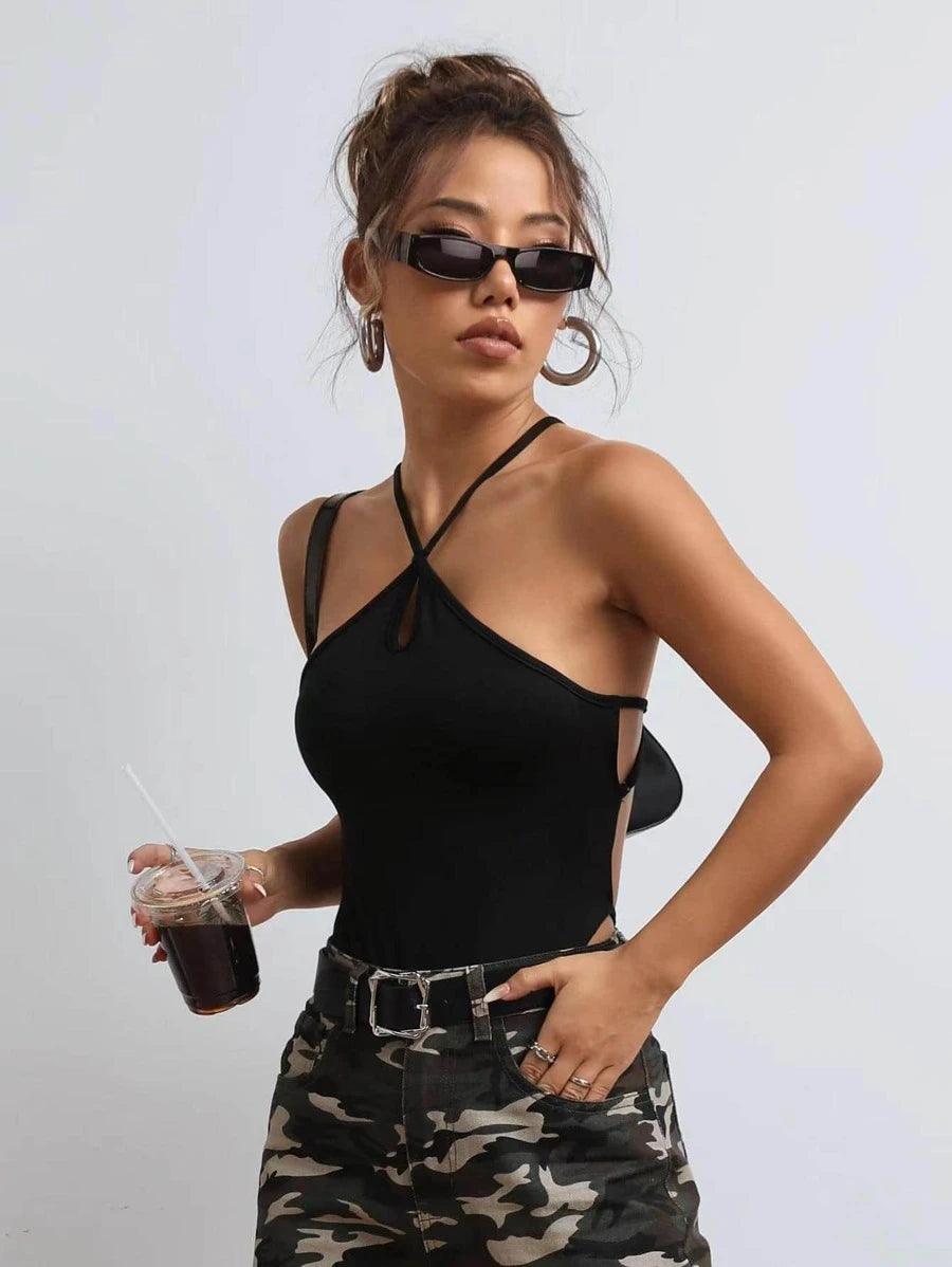 Plain Spaghetti Strap Cami Bodysuit-Comfy Jumpsuits