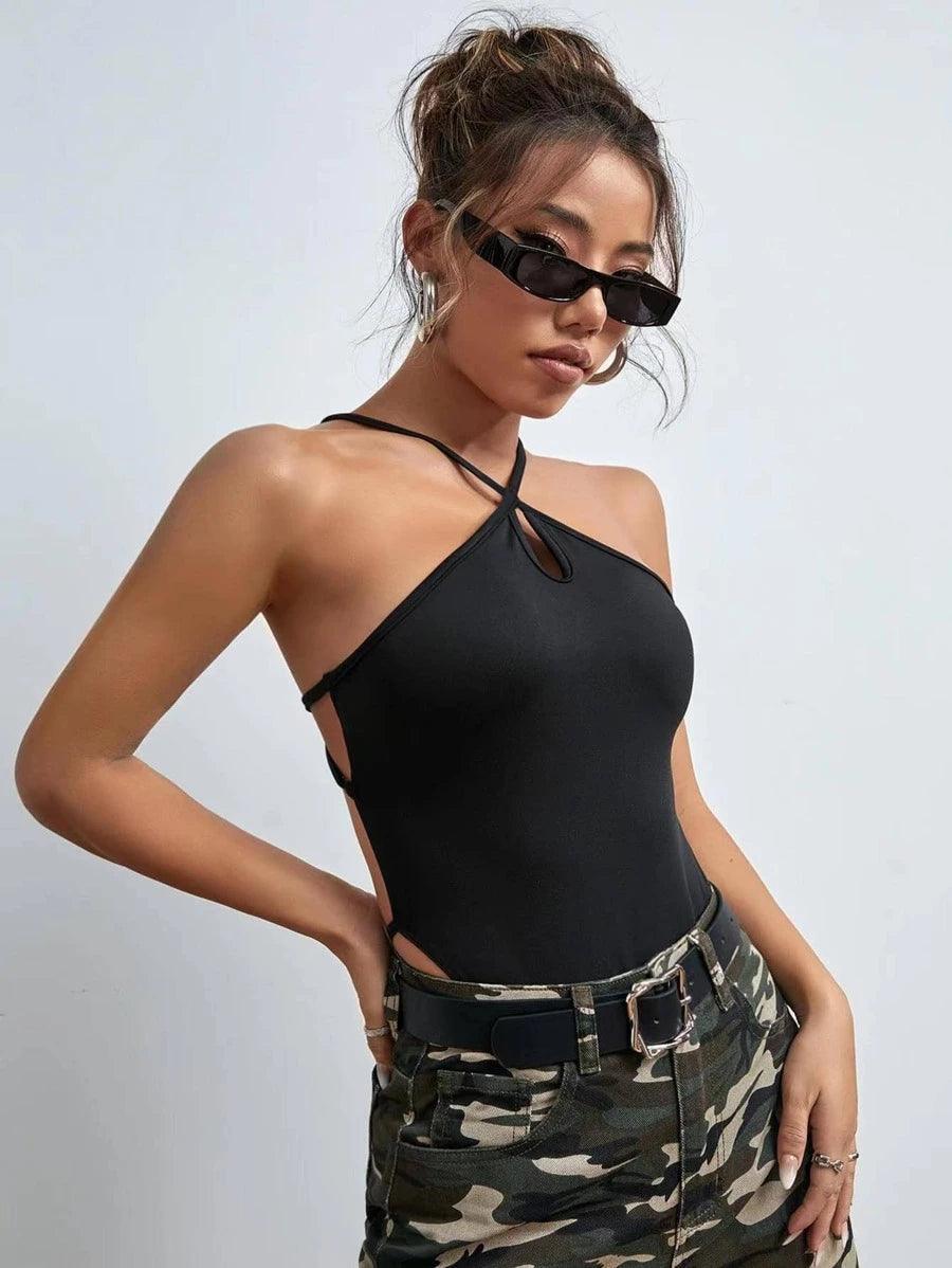 Plain Spaghetti Strap Cami Bodysuit-Comfy Jumpsuits