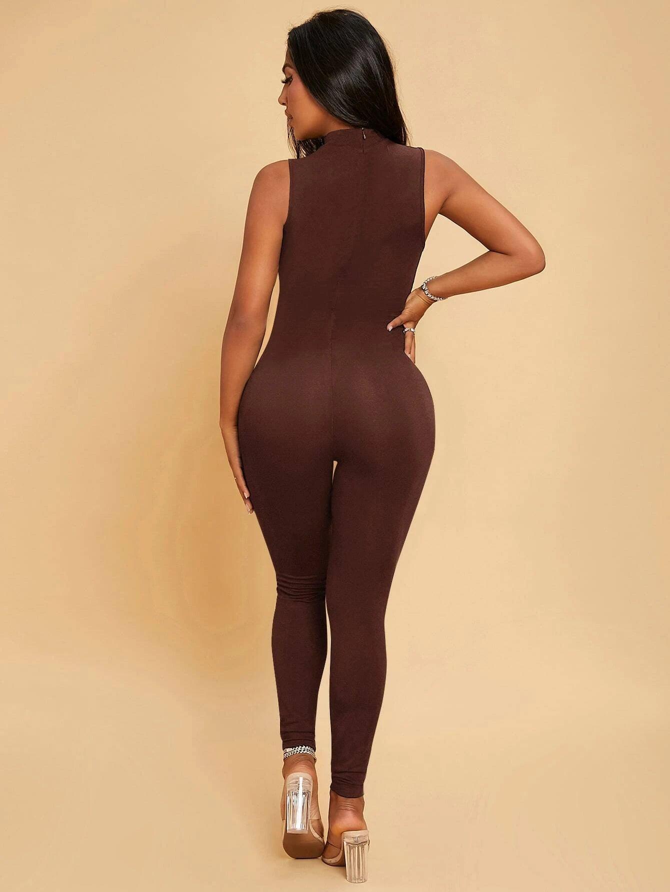 Mock Neck Unitard Jumpsuit-Comfy Jumpsuits