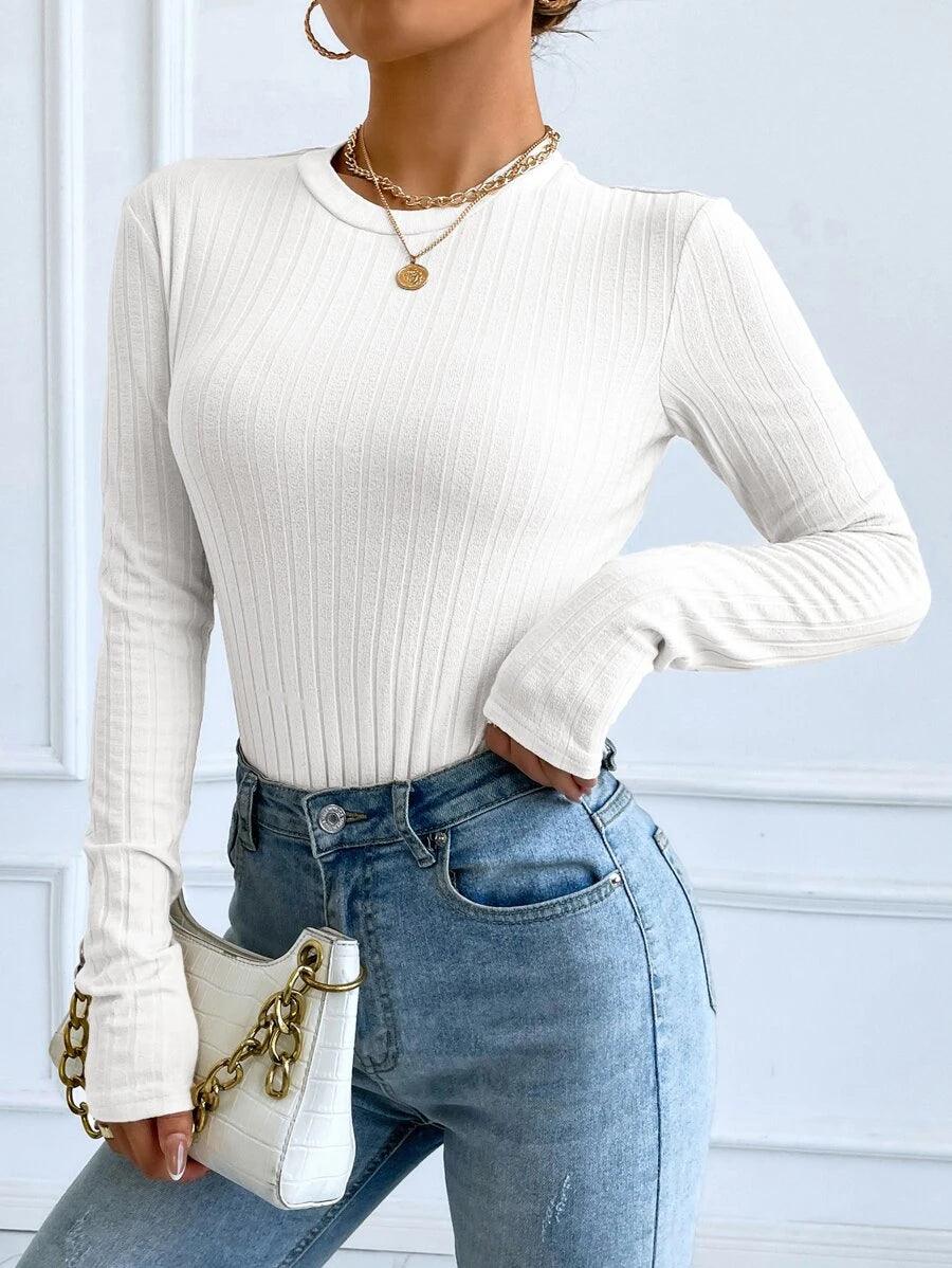 Unity Rib-knit Tee Bodysuit-Comfy Jumpsuits