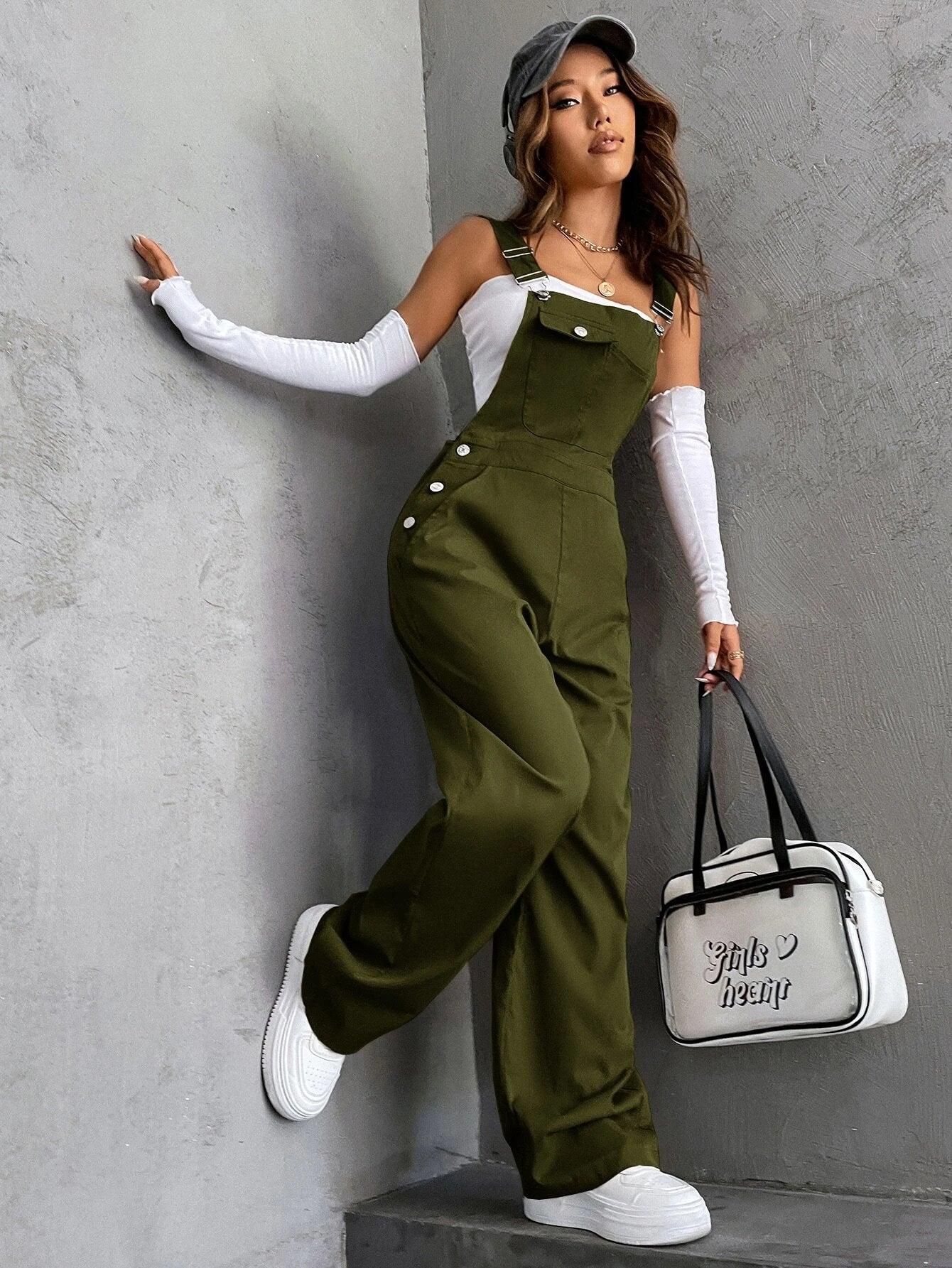 Flap Pocket Overalls-Comfy Jumpsuits