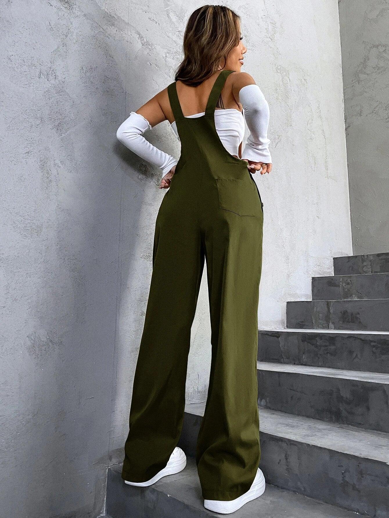 Flap Pocket Overalls-Comfy Jumpsuits