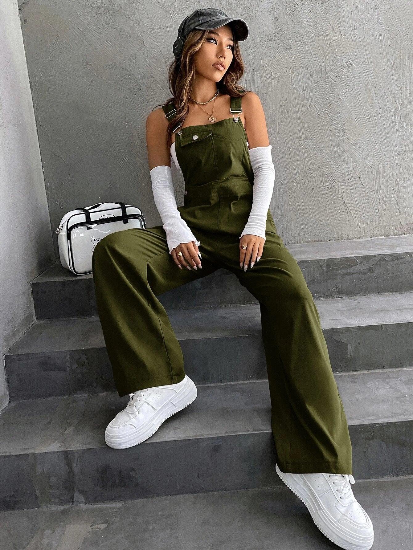 Flap Pocket Overalls-Comfy Jumpsuits
