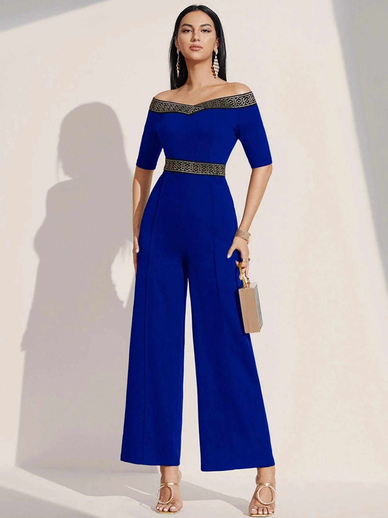 Off Shoulder Style Jumpsuit-Comfy Jumpsuits