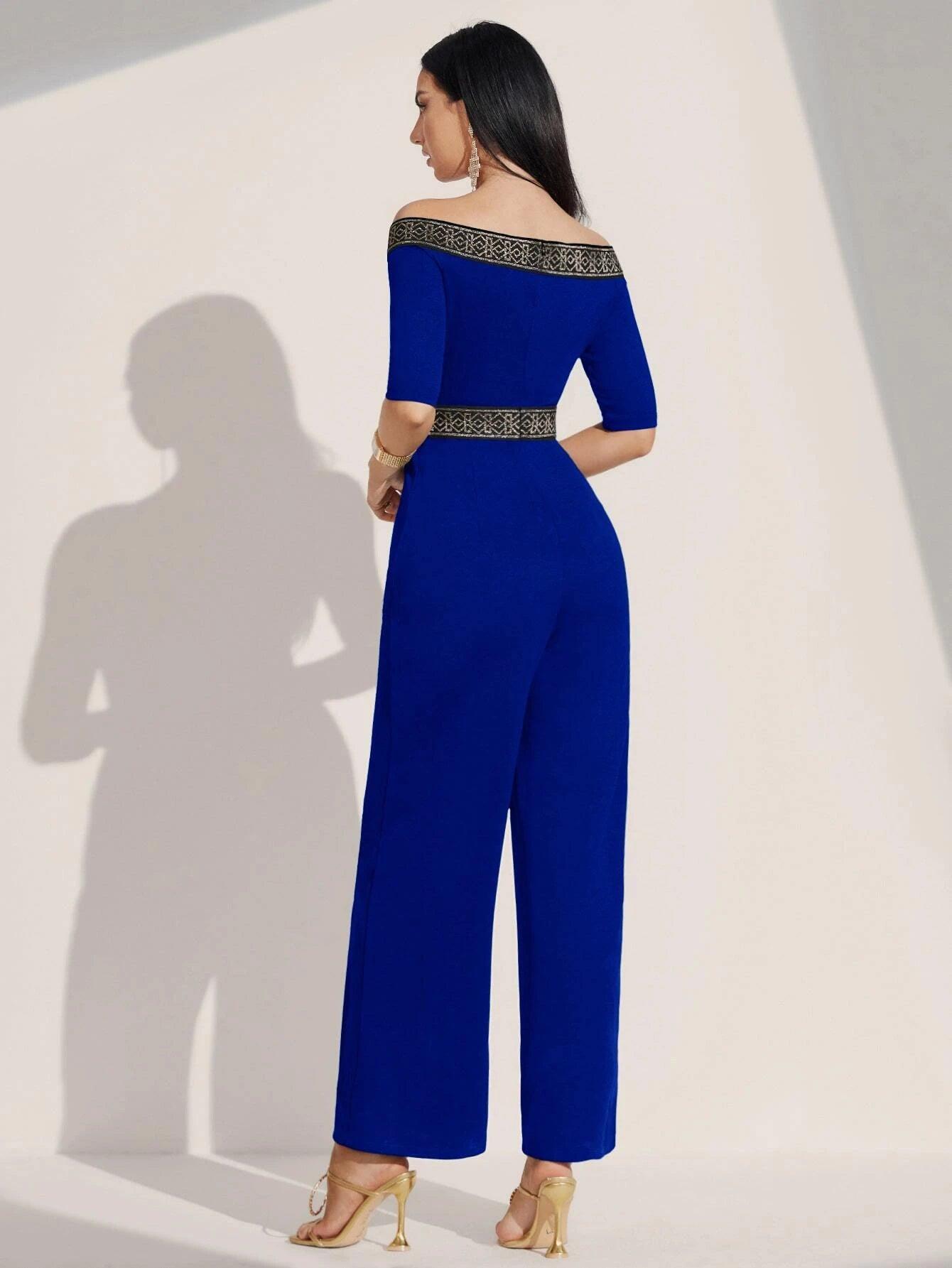 Off Shoulder Style Jumpsuit-Comfy Jumpsuits