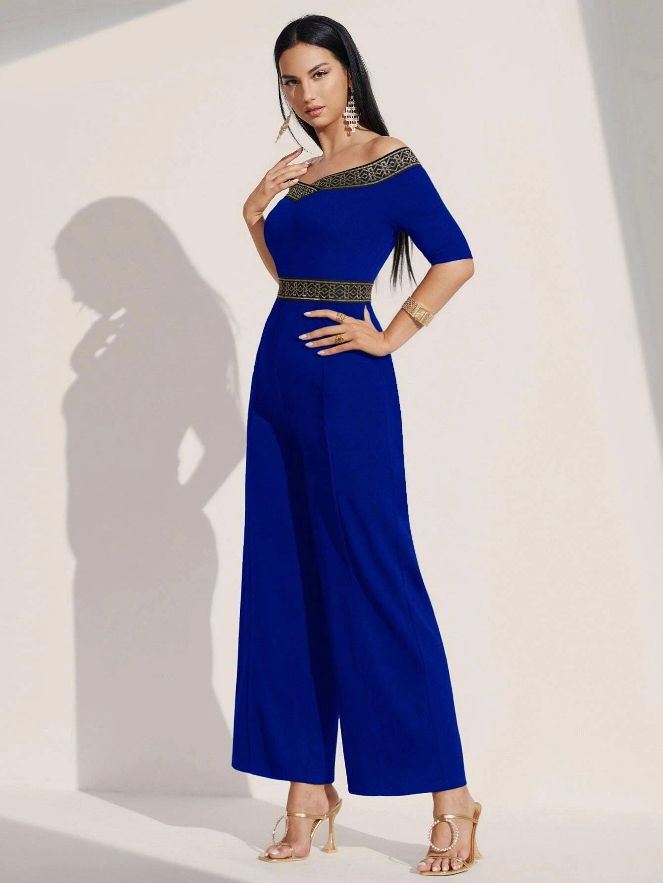 Off Shoulder Style Jumpsuit-Comfy Jumpsuits