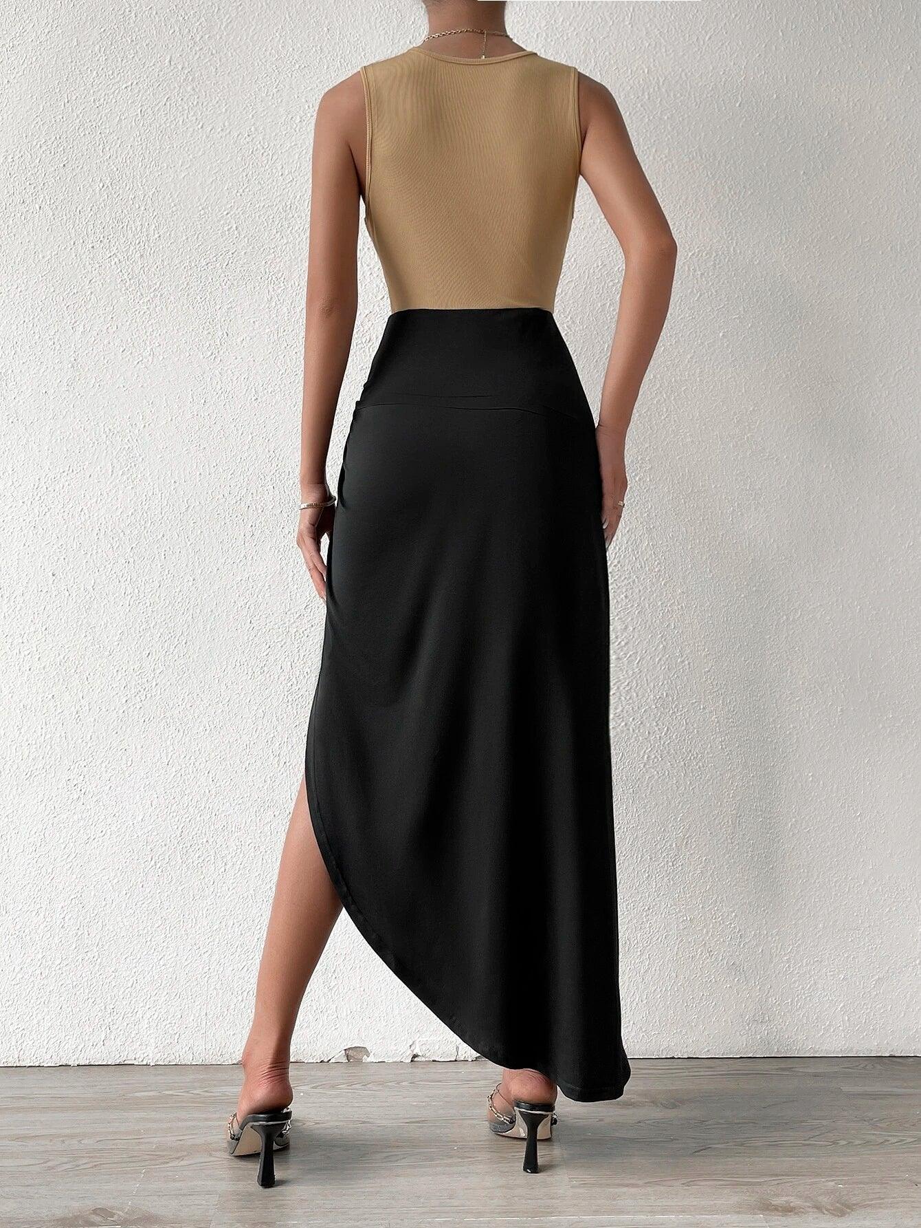 Twist Split Thigh Overlay Bodysuit-Comfy Jumpsuits