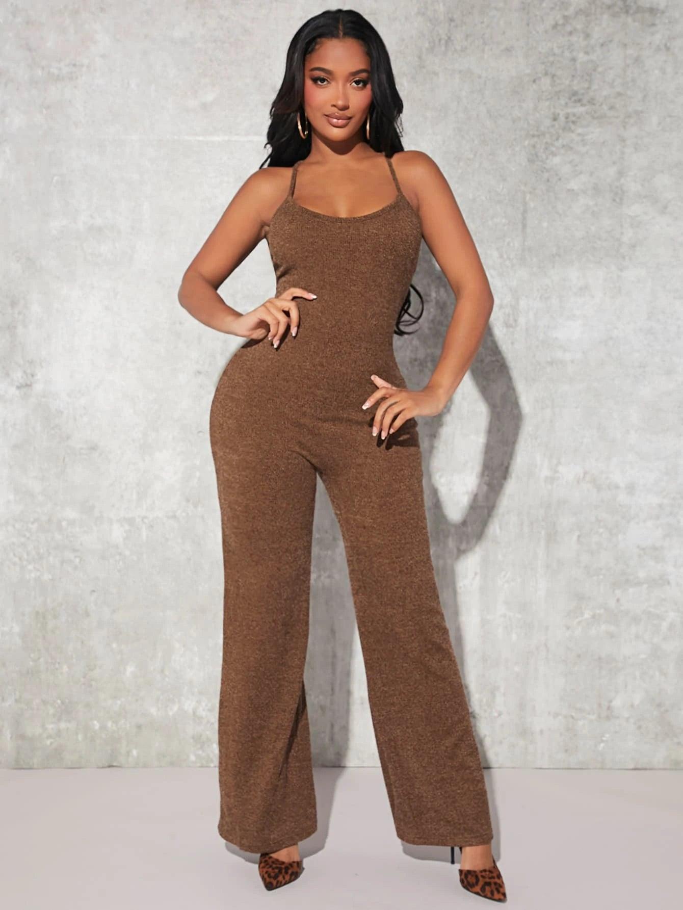 Crisscross Backless Cami Jumpsuit-Comfy Jumpsuits