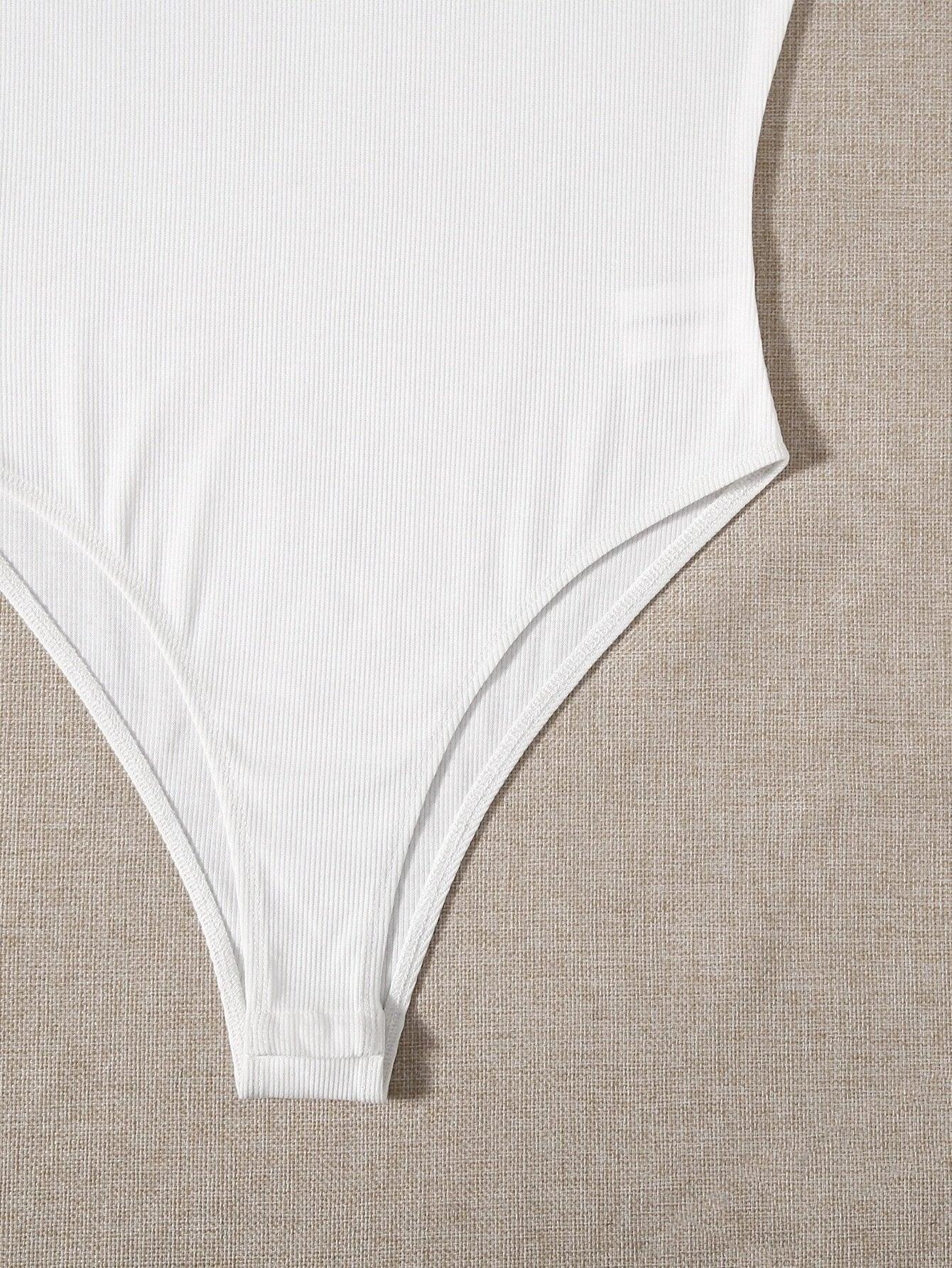 Scoop Neckline Solid Colored Bodysuit-Comfy Jumpsuits