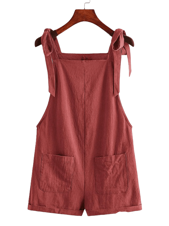 Pocket Patched Pinafore Romper-Comfy Jumpsuits