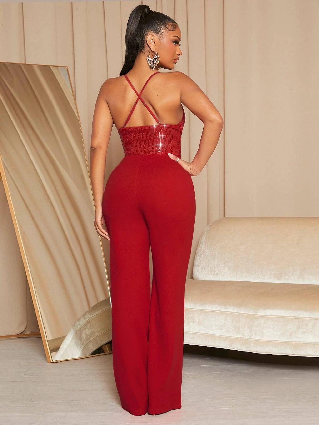 Draped Neckline Cami Jumpsuit-Comfy Jumpsuits