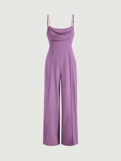 Press Crease Zip Back Cami Jumpsuit-Comfy Jumpsuits