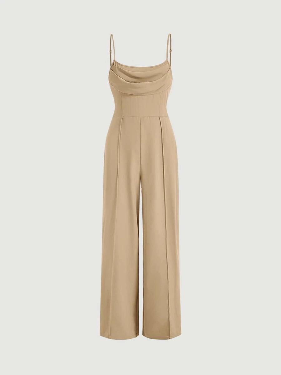 Press Crease Zip Back Cami Jumpsuit-Comfy Jumpsuits