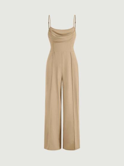 Press Crease Zip Back Cami Jumpsuit-Comfy Jumpsuits