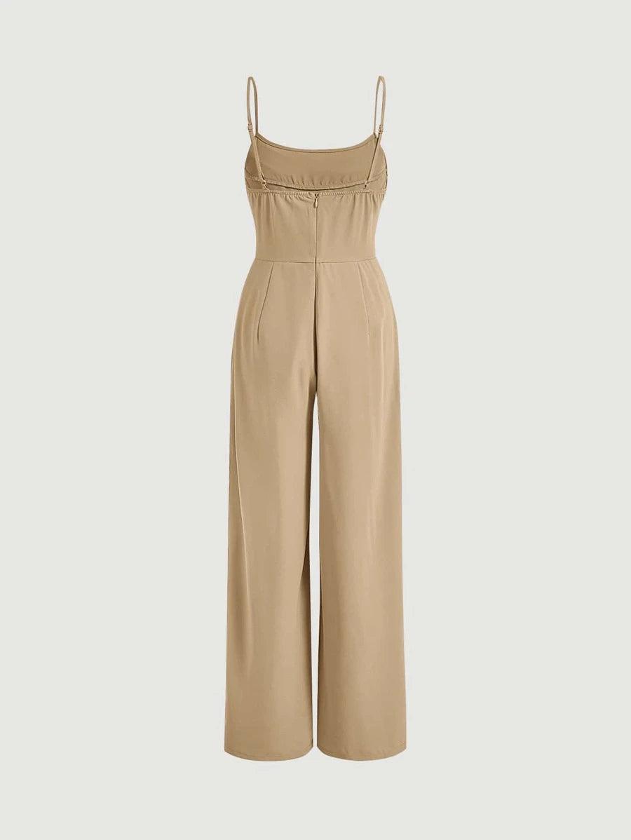 Press Crease Zip Back Cami Jumpsuit-Comfy Jumpsuits