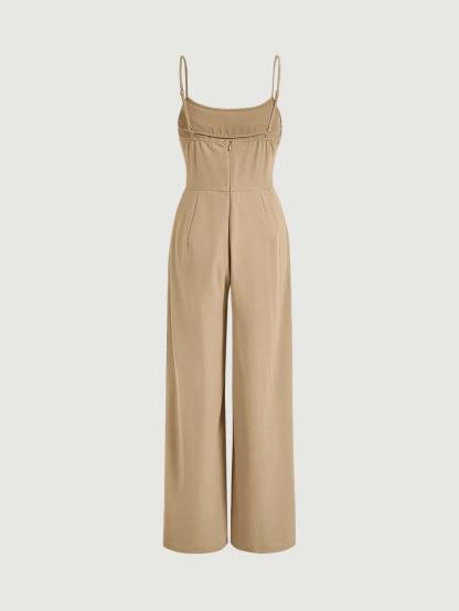 Press Crease Zip Back Cami Jumpsuit-Comfy Jumpsuits