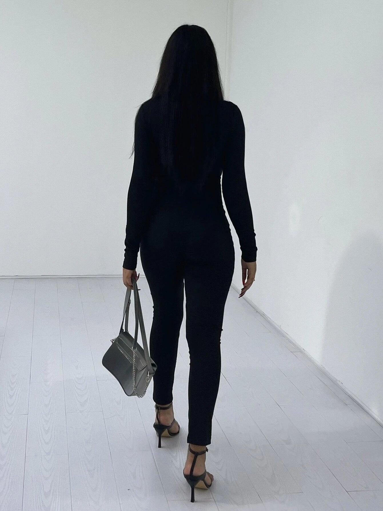 O-Ring Stand Collar Jumpsuit-Comfy Jumpsuits