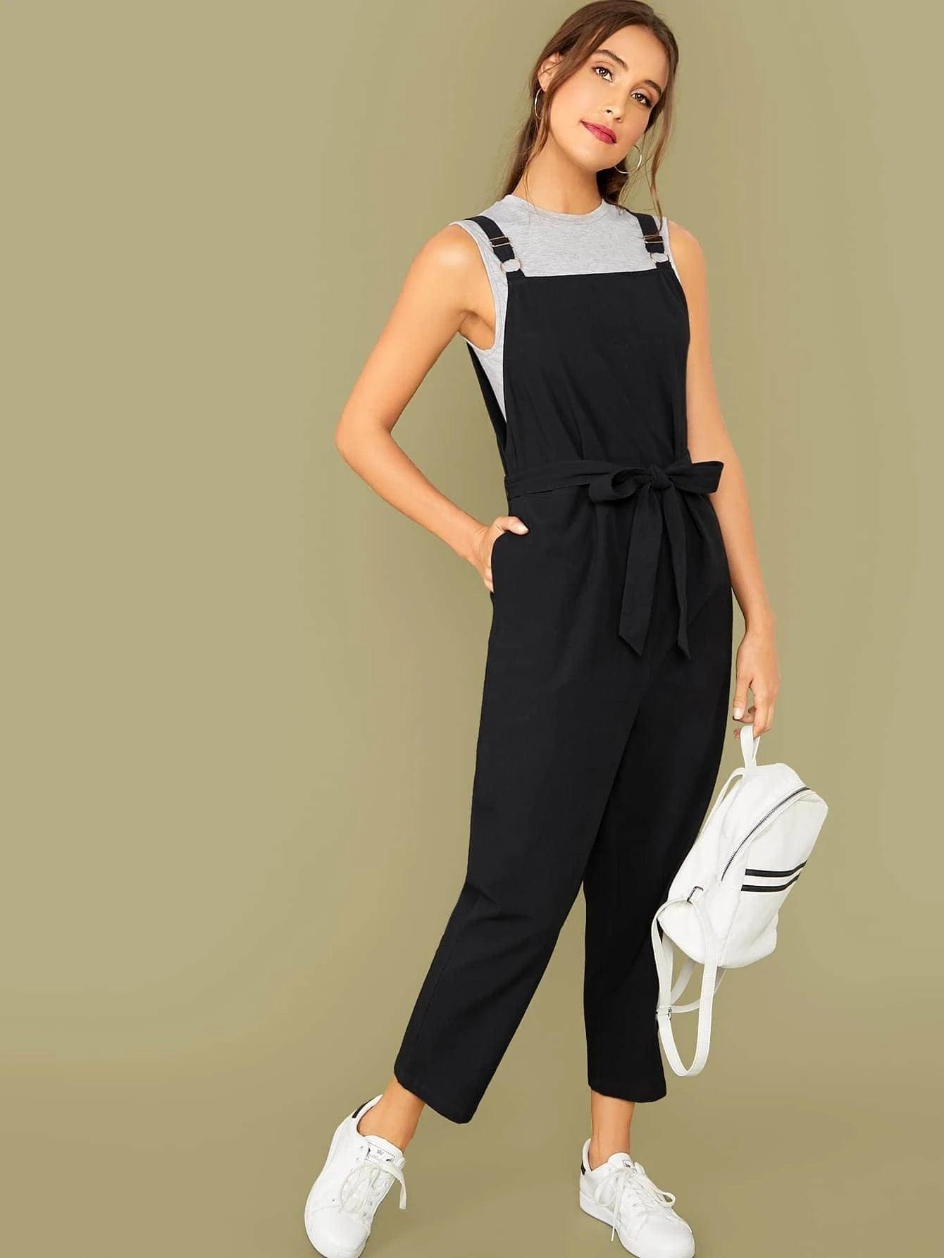 Waist Bow Knot Jumpsuit With Belt-Comfy Jumpsuits