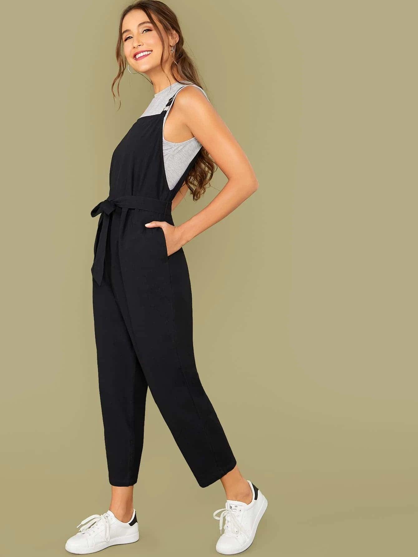 Waist Bow Knot Jumpsuit With Belt-Comfy Jumpsuits