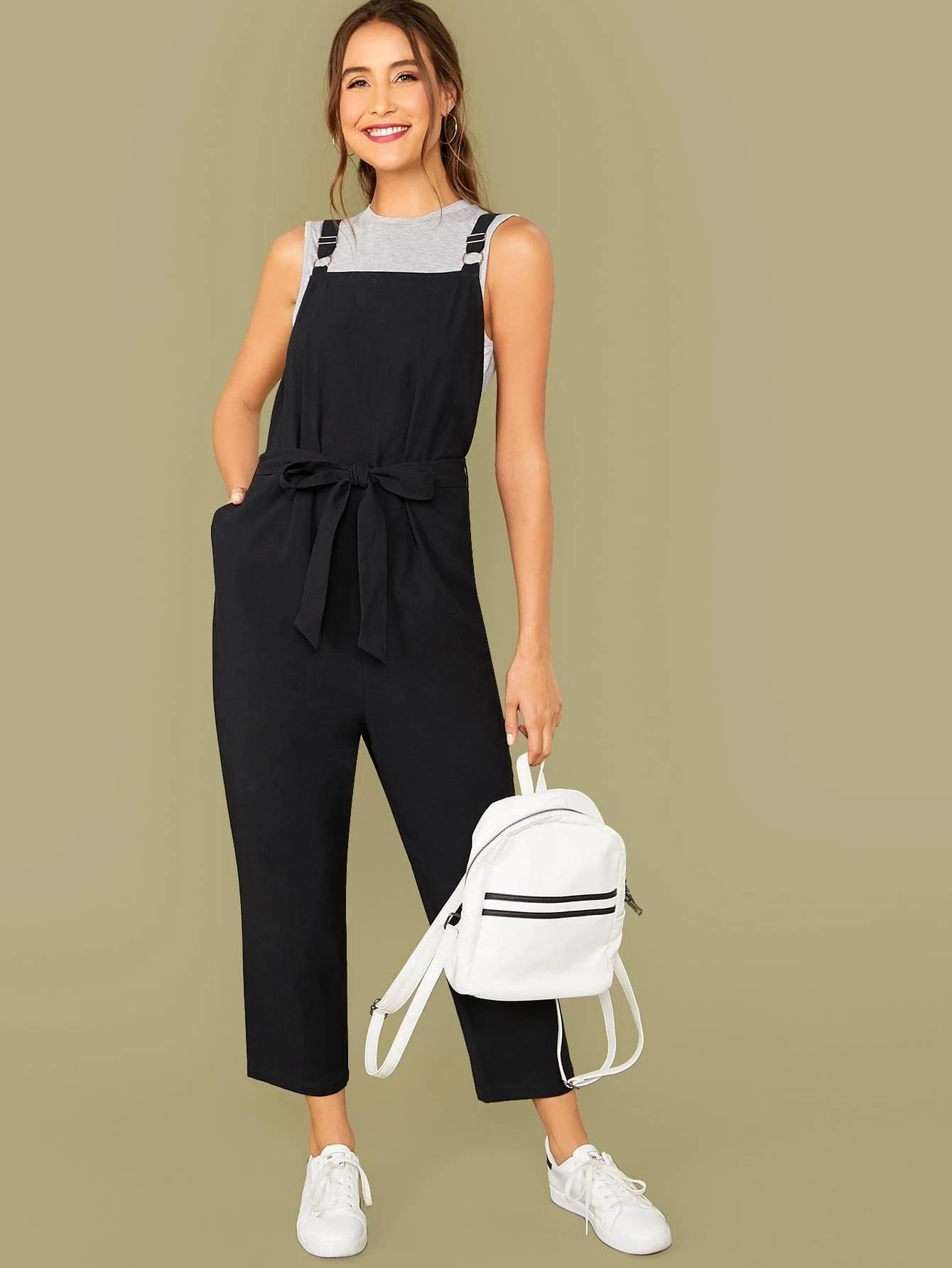 Waist Bow Knot Jumpsuit With Belt-Comfy Jumpsuits