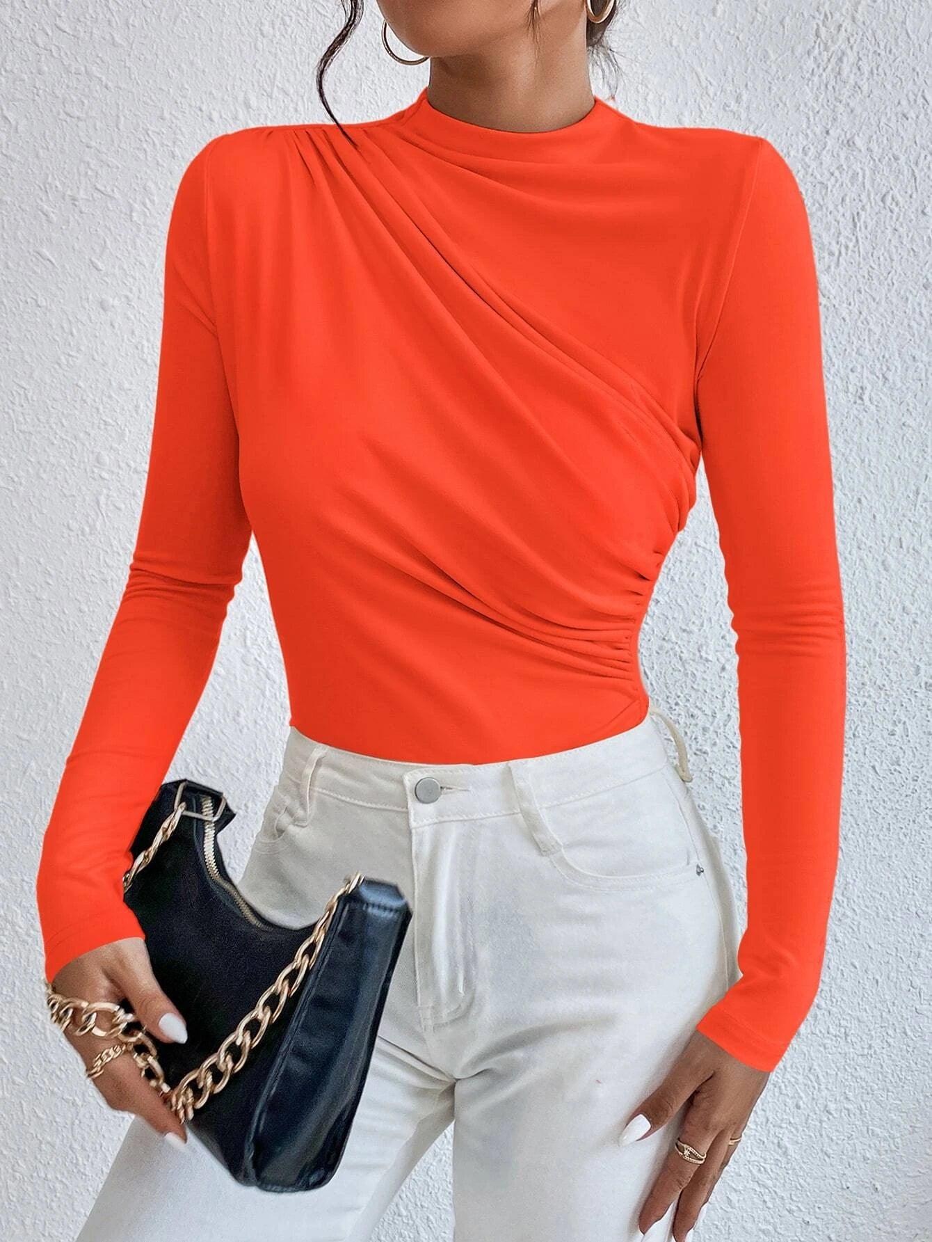 Ruched Slim Fit Bodysuit-Comfy Jumpsuits