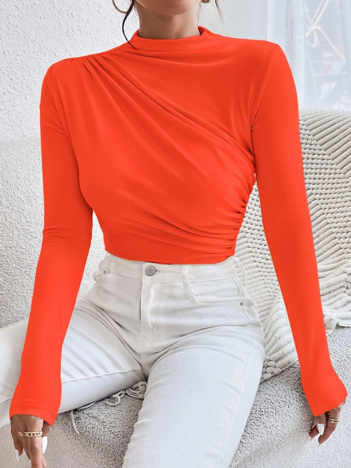 Ruched Slim Fit Bodysuit-Comfy Jumpsuits