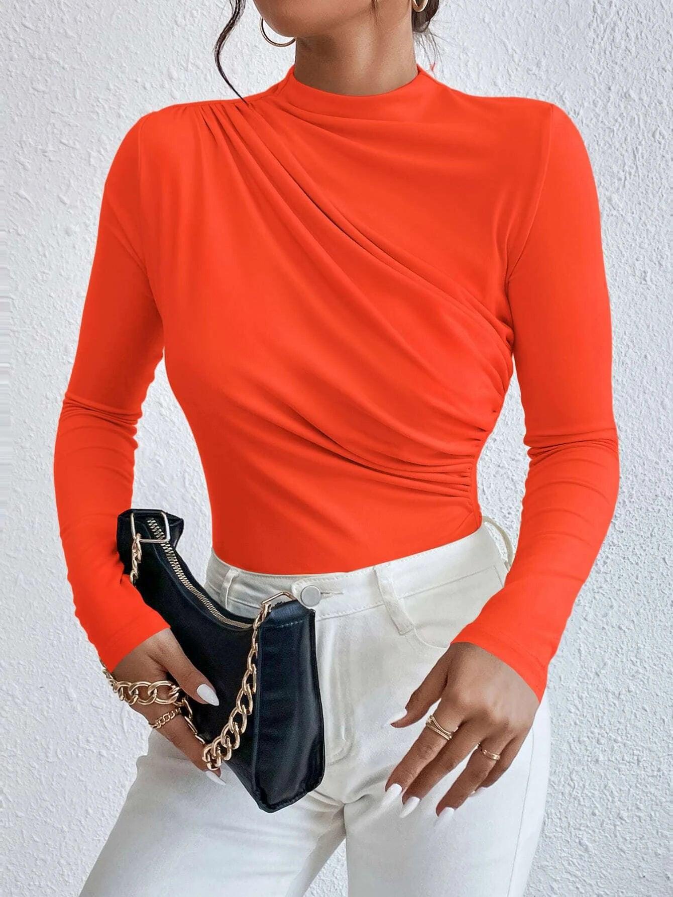 Ruched Slim Fit Bodysuit-Comfy Jumpsuits