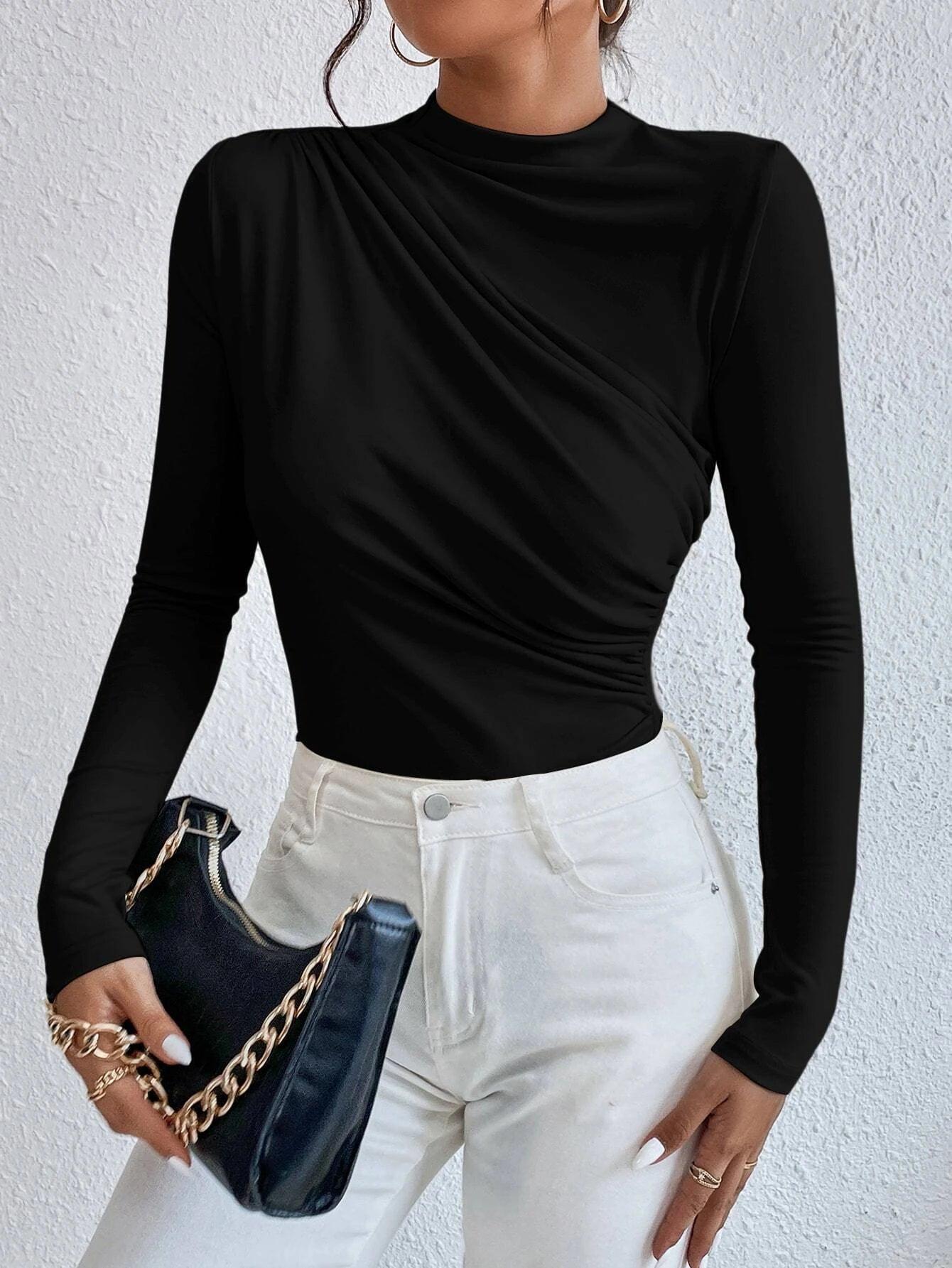 Ruched Slim Fit Bodysuit-Comfy Jumpsuits