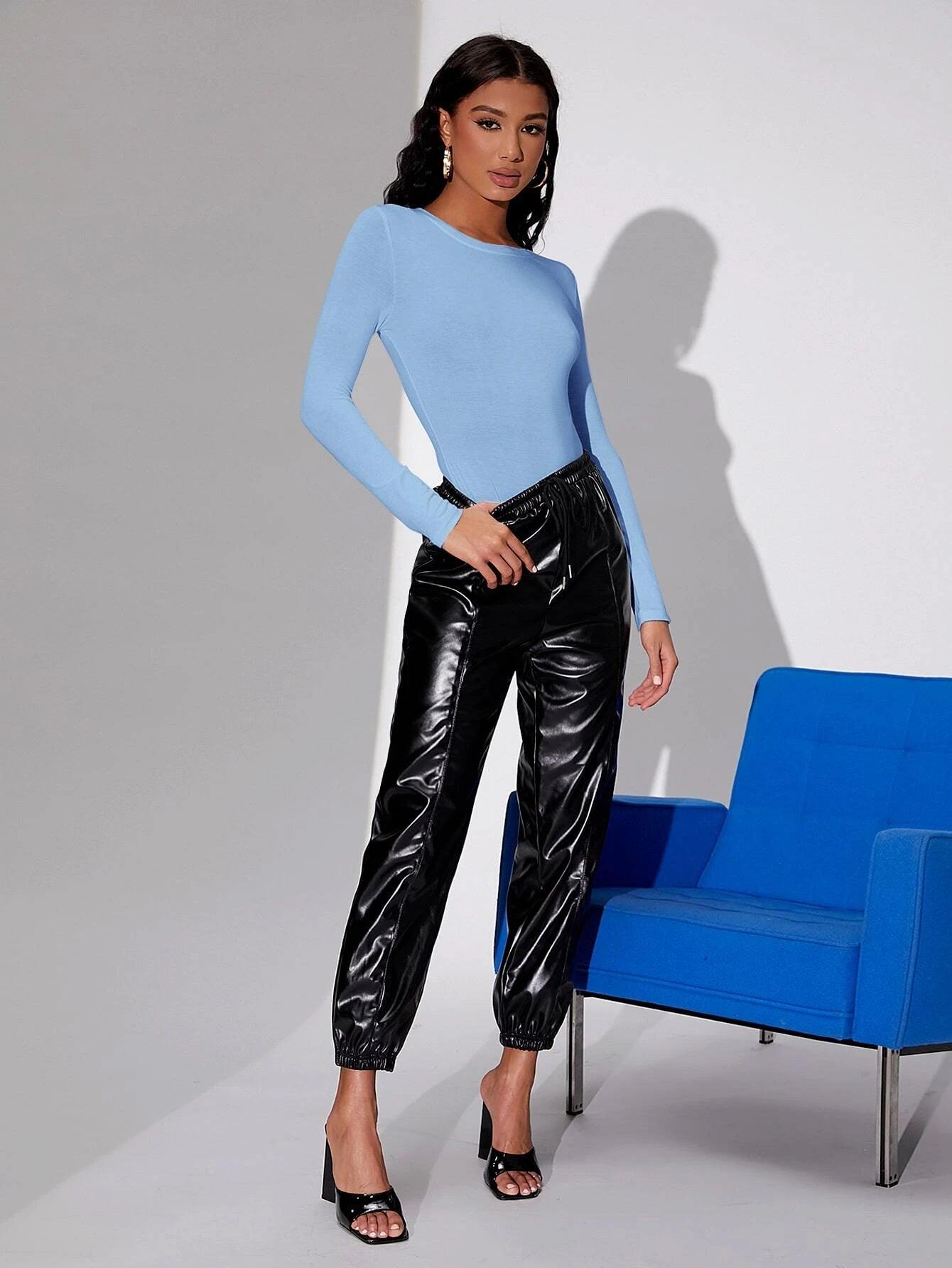 Solid Colored Long Sleeve Bodysuit-Comfy Jumpsuits