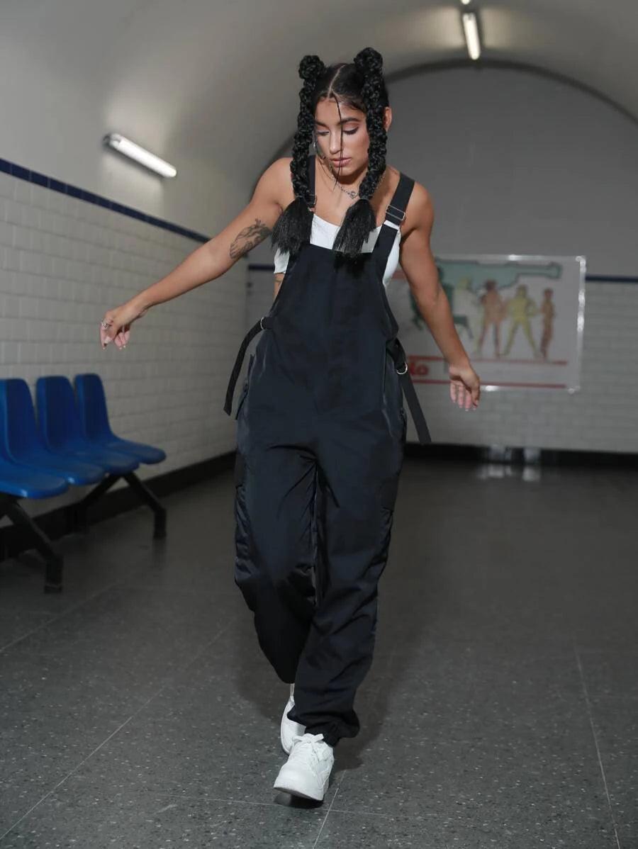 Street Buckled Jumpsuit Without Cami Top-Comfy Jumpsuits