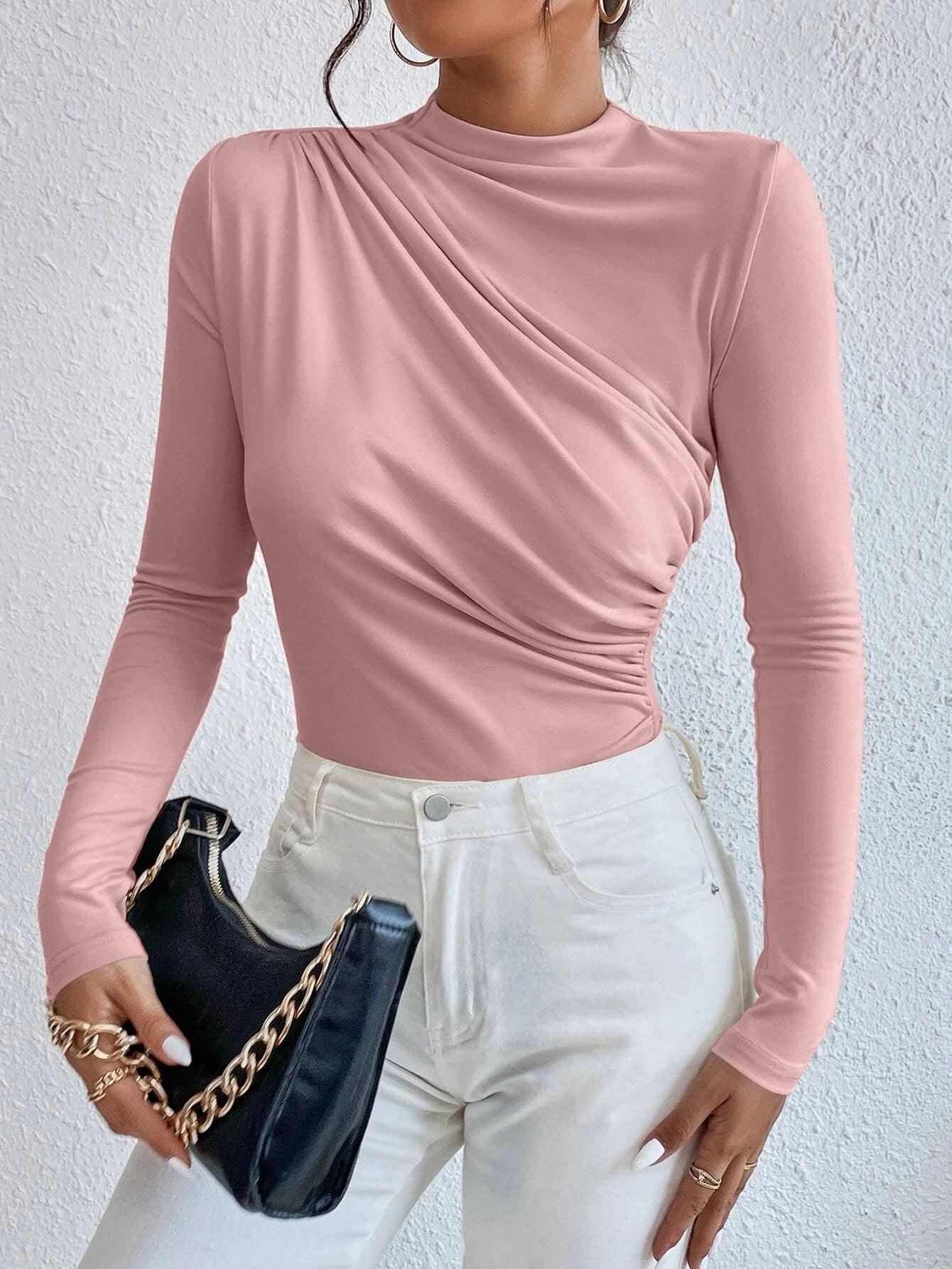 Slim Fit Ruched Bodysuit-Comfy Jumpsuits