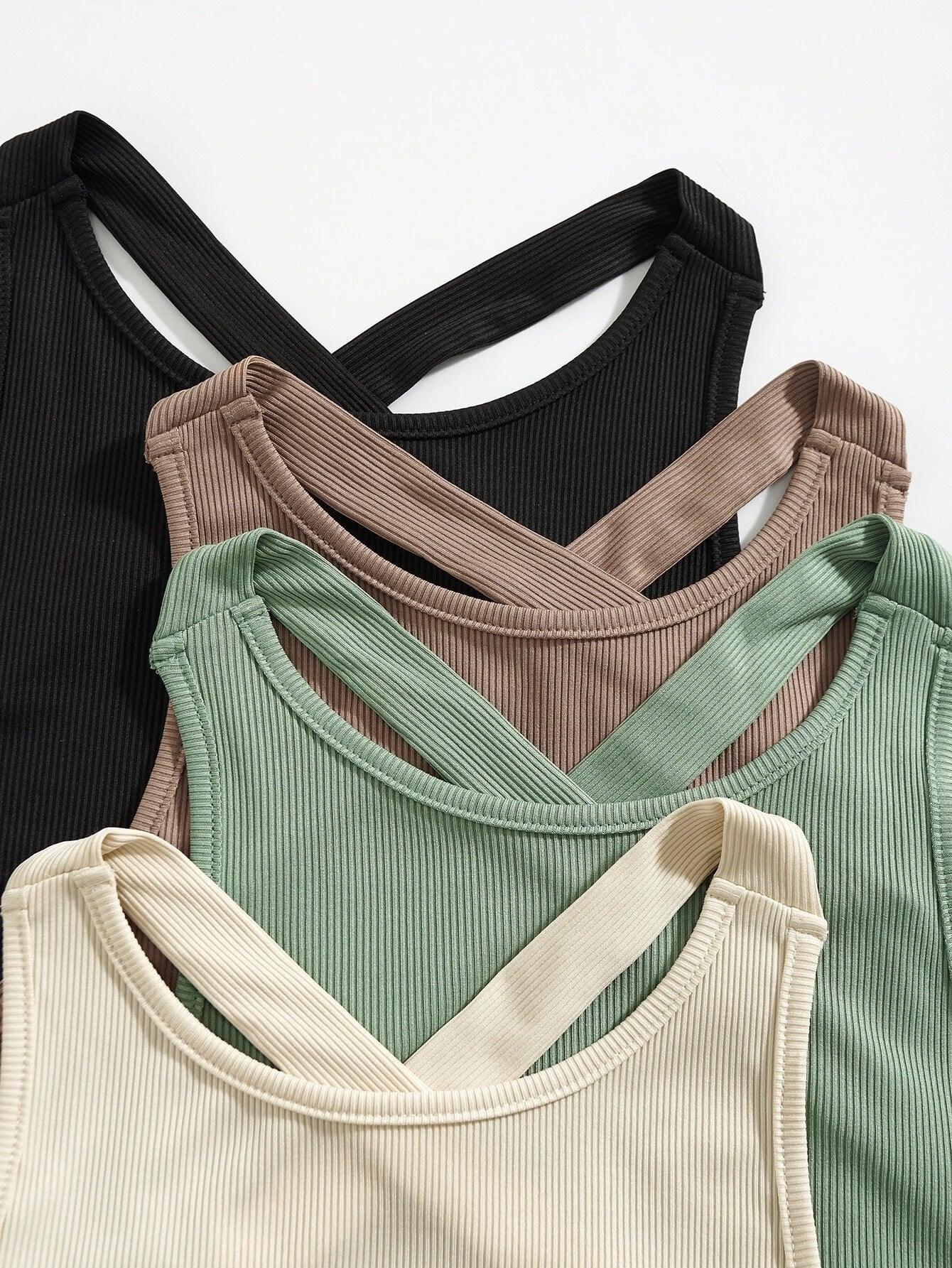4 Pieces Rib Knit Bodysuit-Comfy Jumpsuits