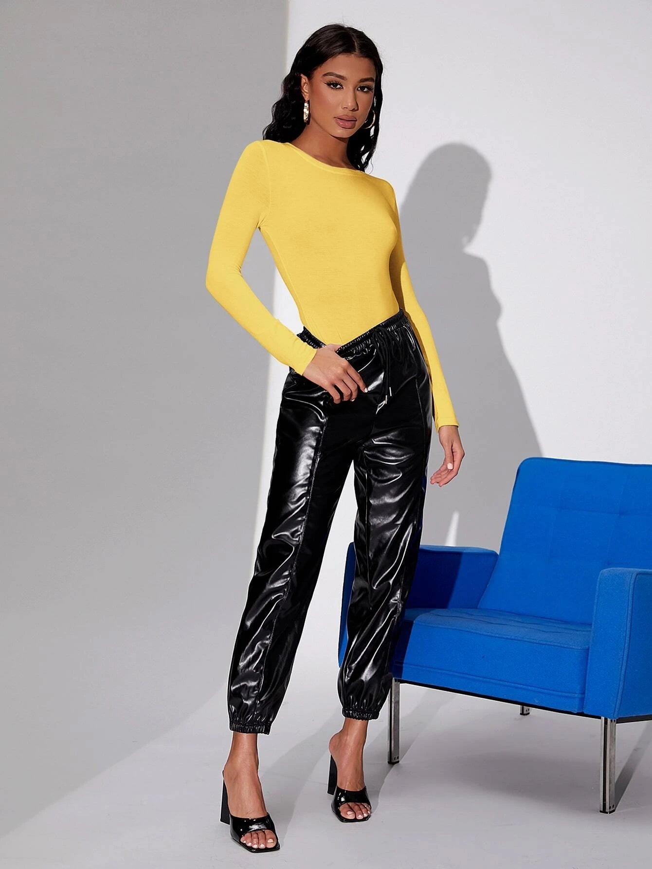 Solid Colored Long Sleeve Bodysuit-Comfy Jumpsuits