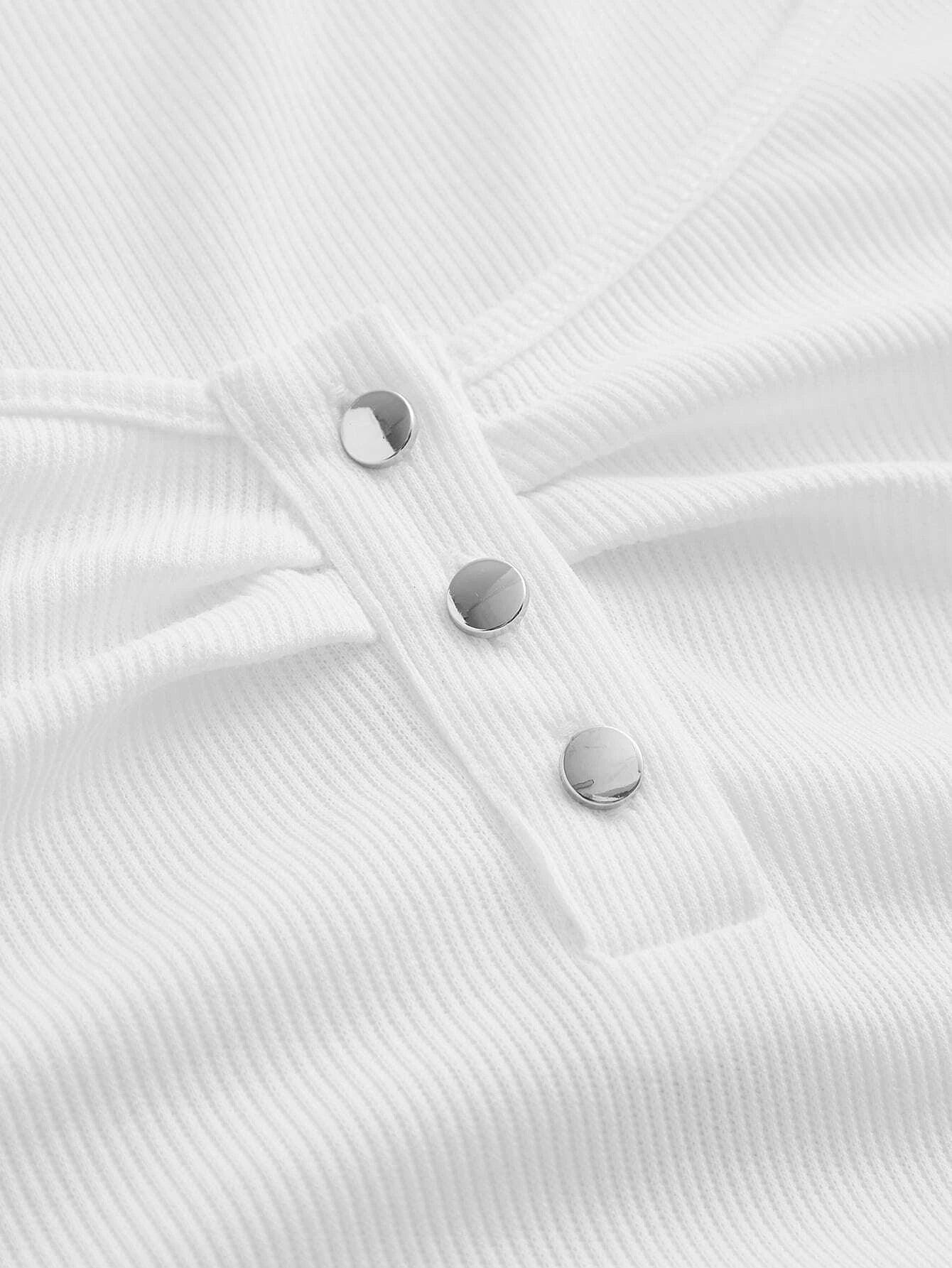 Ribbed Knit Half Button Bodysuit-Comfy Jumpsuits