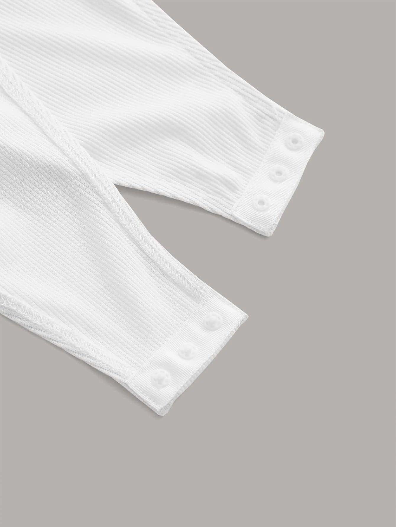 Ribbed Knit Half Button Bodysuit-Comfy Jumpsuits