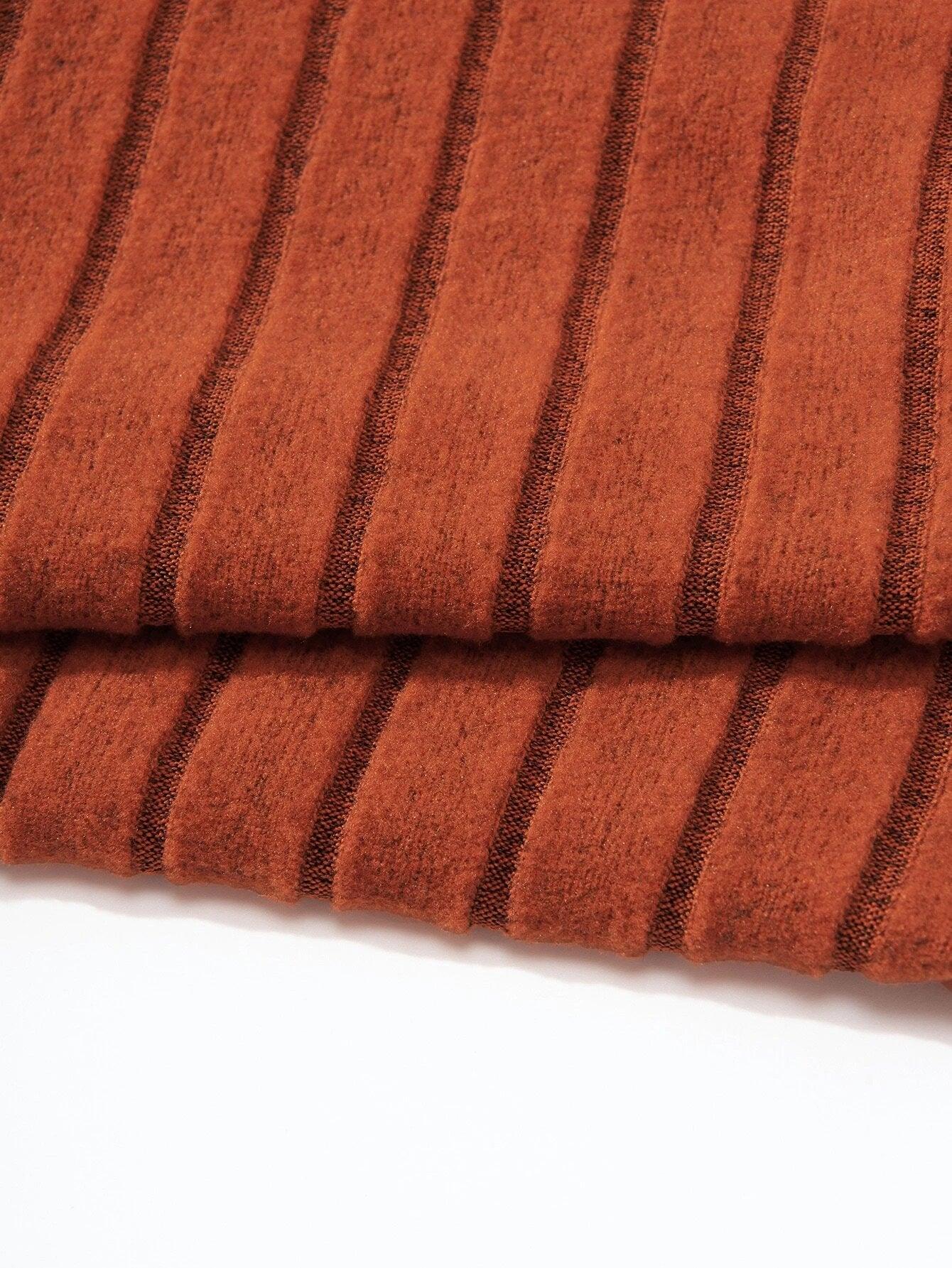 Mock Neck Ribbed Knit Plain Bodysuit-Comfy Jumpsuits