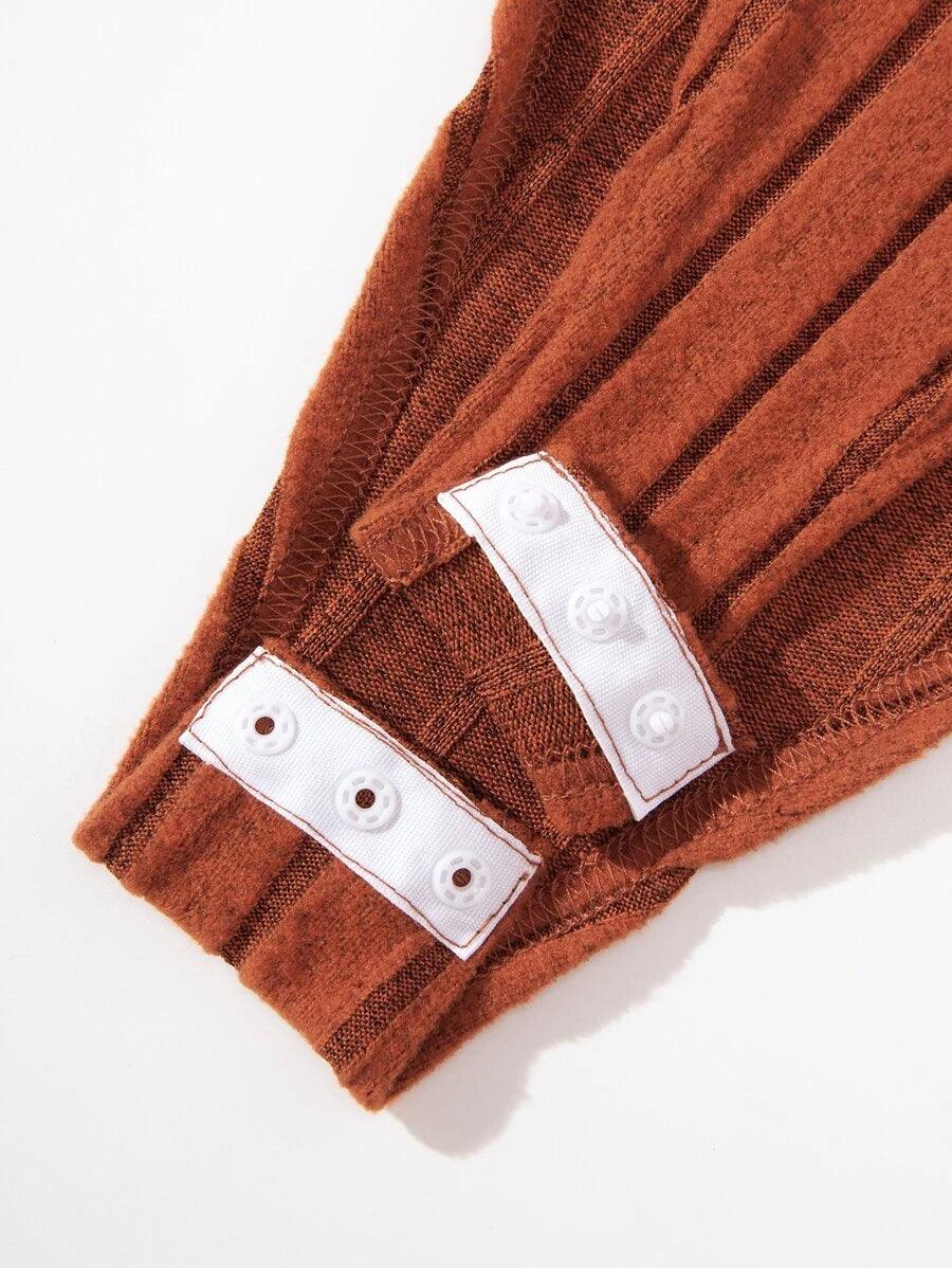 Mock Neck Ribbed Knit Plain Bodysuit-Comfy Jumpsuits