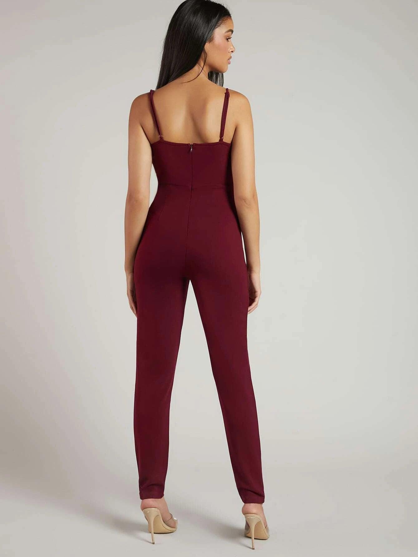Elegant Wrap Detail Cami Jumpsuit-Comfy Jumpsuits
