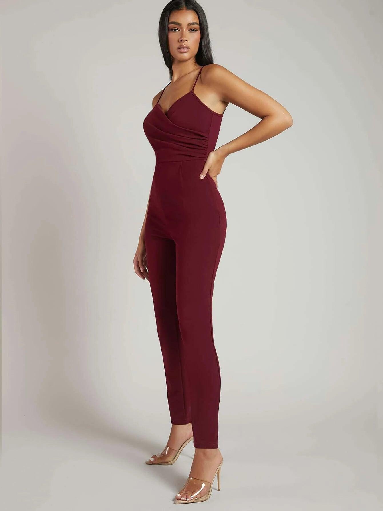 Elegant Wrap Detail Cami Jumpsuit-Comfy Jumpsuits