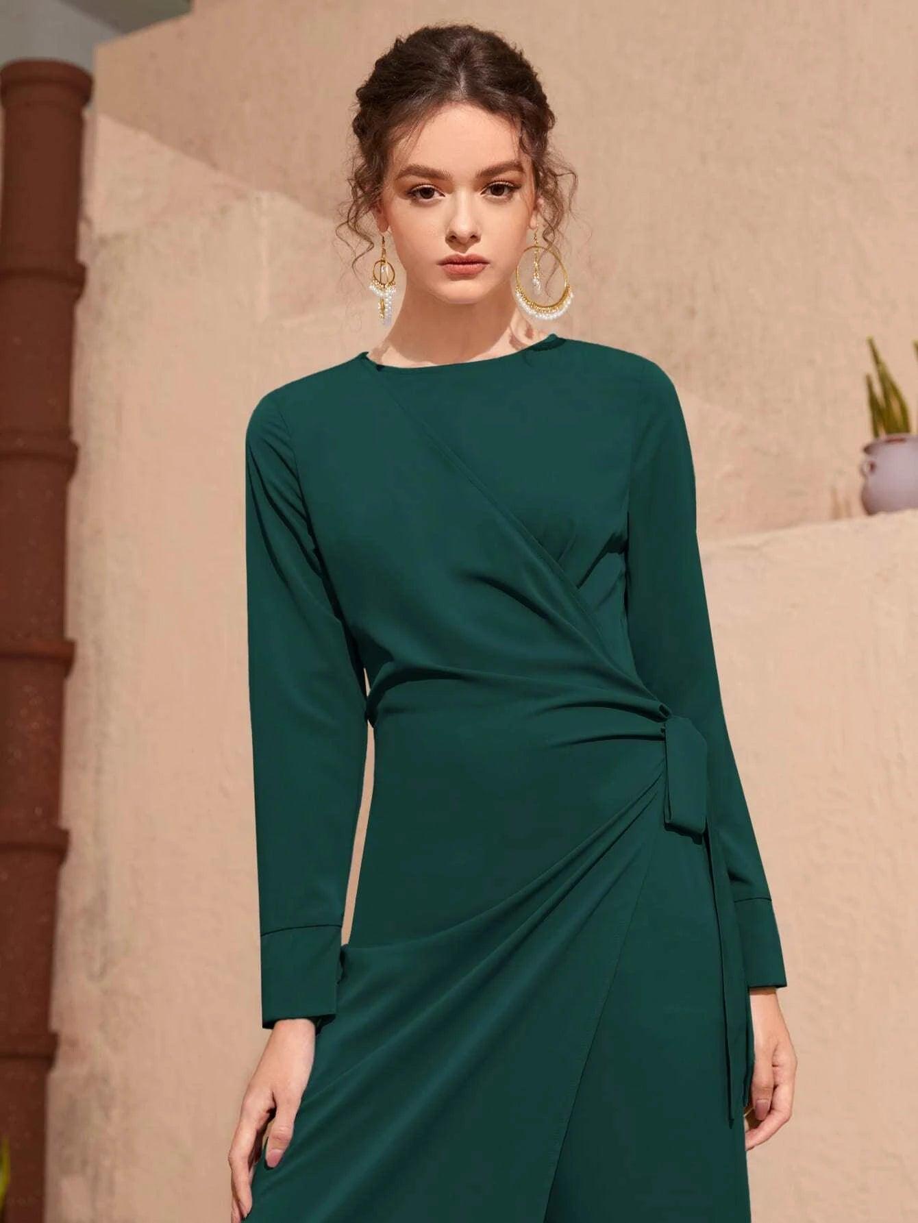 Wrap Tie Side Solid Jumpsuit-Comfy Jumpsuits