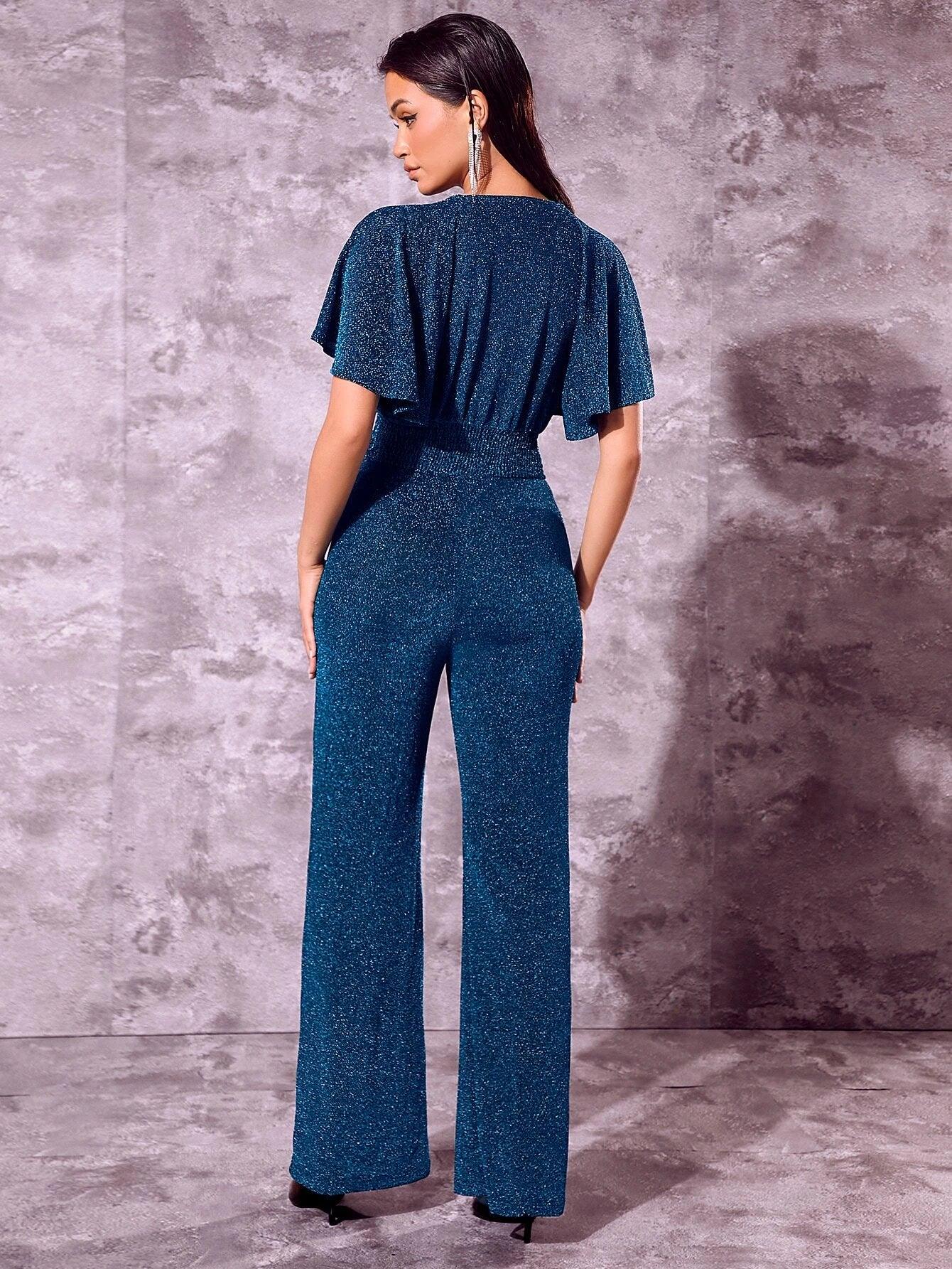 Elegant Bishop Sleeve Jumpsuit-Comfy Jumpsuits