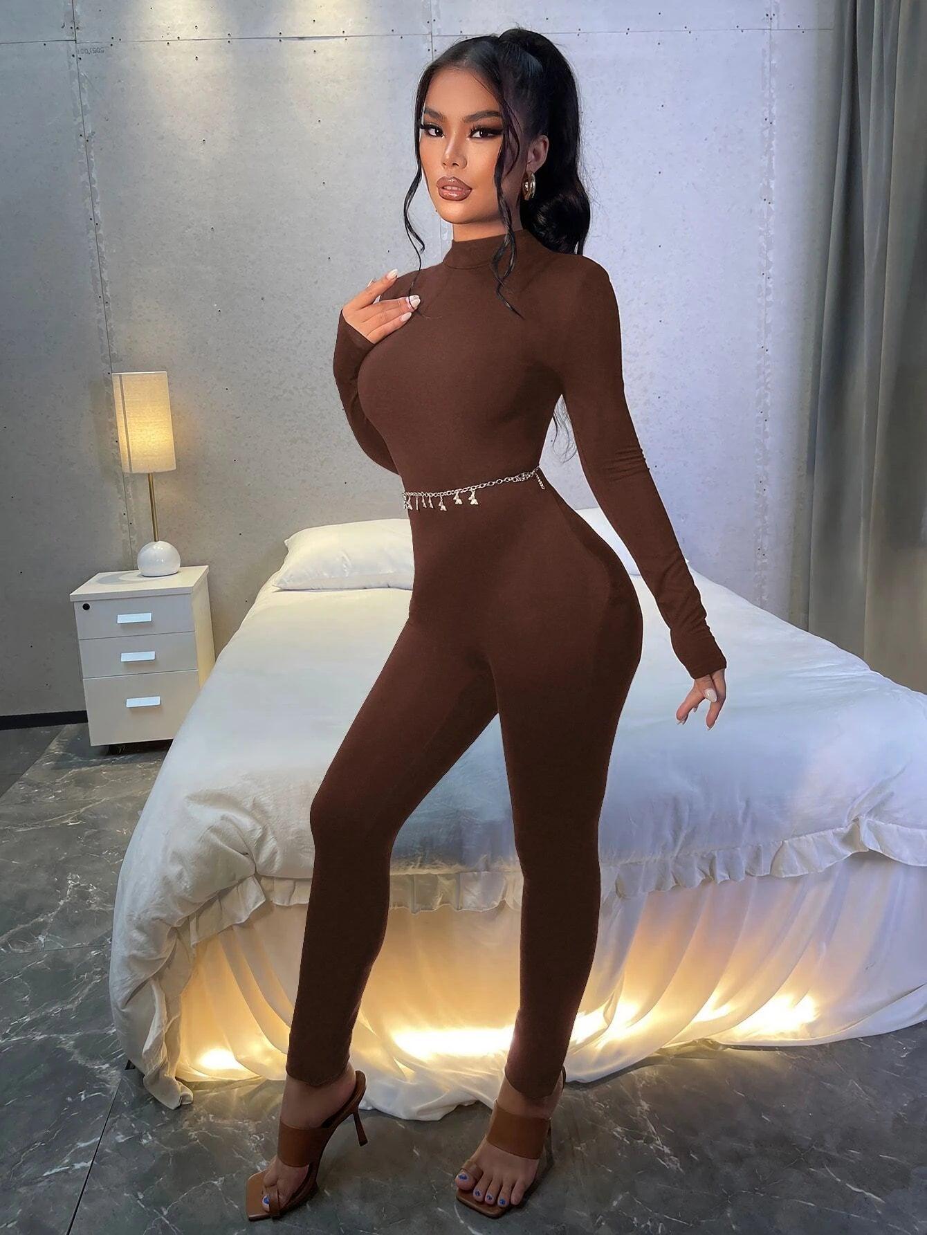 Zipper Back Unitard Jumpsuit-Comfy Jumpsuits