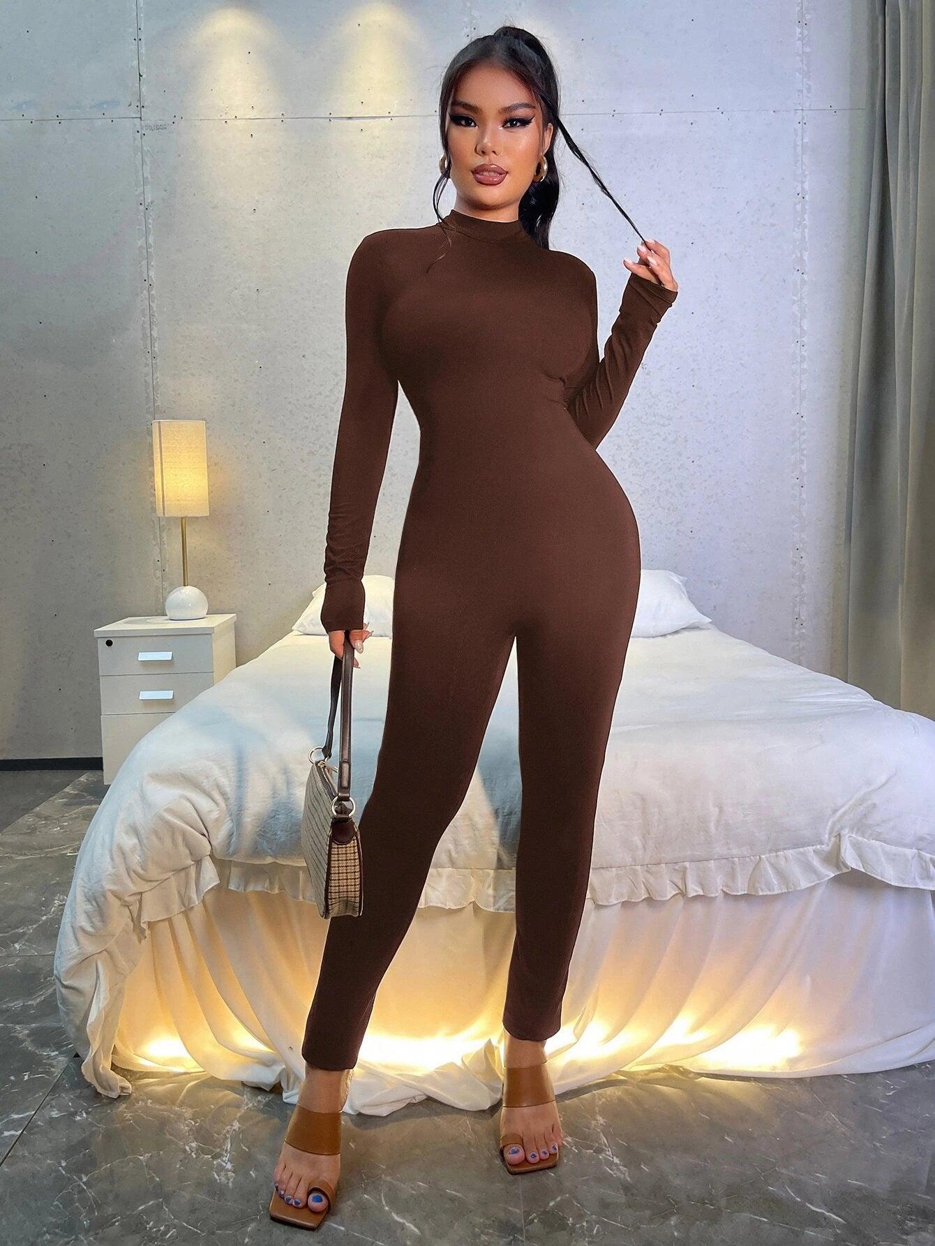 Zipper Back Unitard Jumpsuit-Comfy Jumpsuits