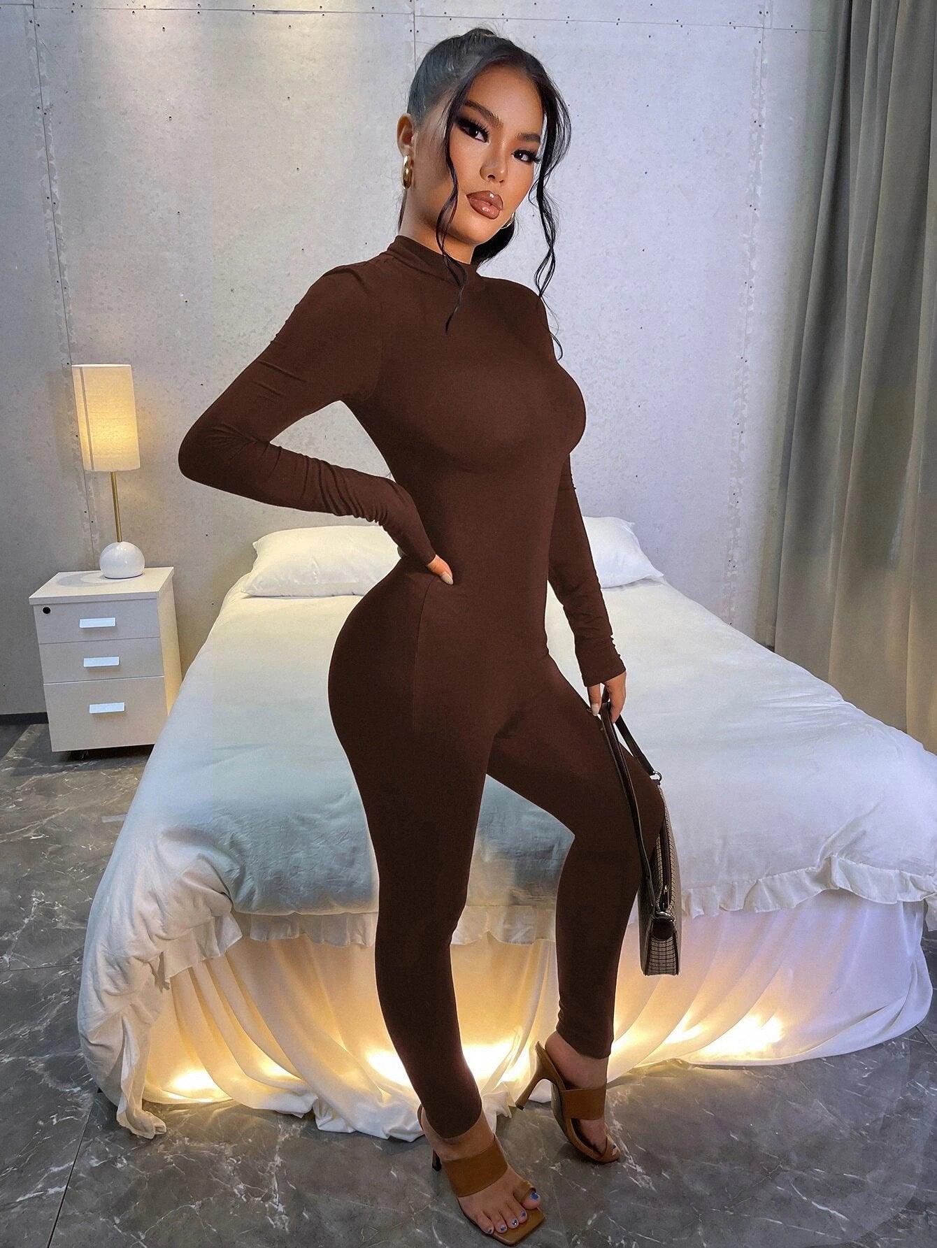 Zipper Back Unitard Jumpsuit-Comfy Jumpsuits