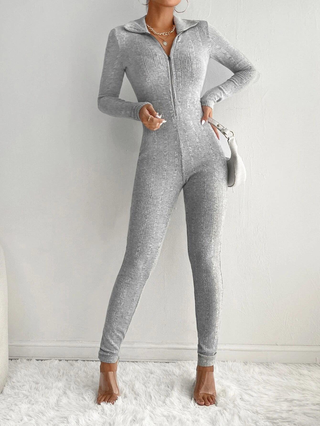 Collared Unitard Jumpsuit-Comfy Jumpsuits