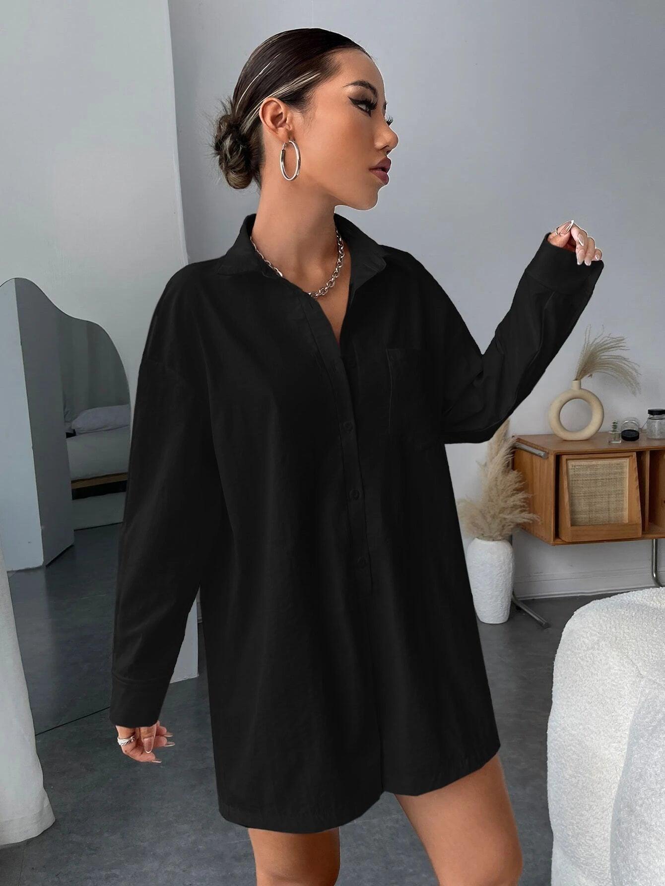 Drop Shoulder Shirt Romper-Comfy Jumpsuits