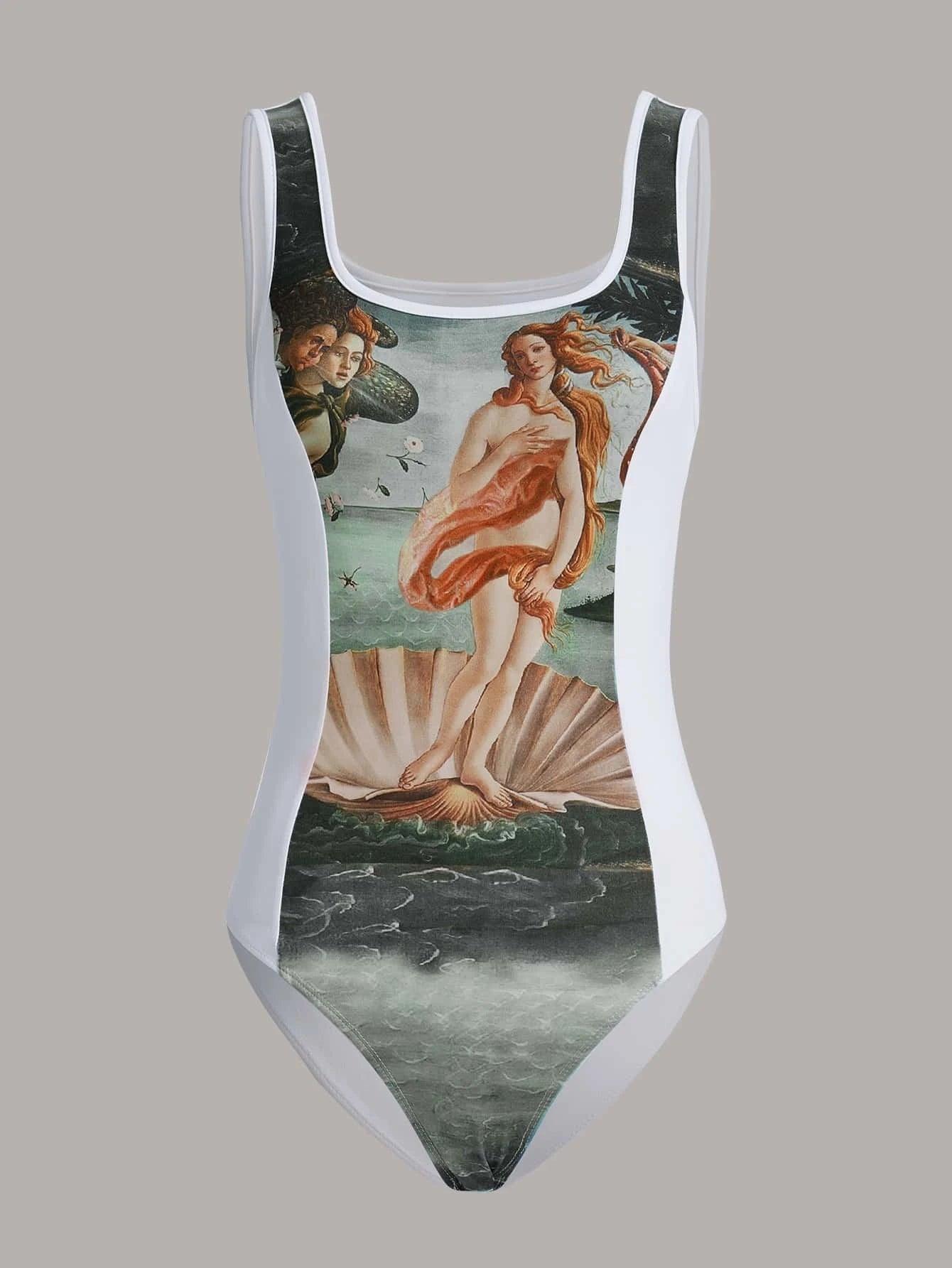 Figure Graphic Tank Bodysuit-Comfy Jumpsuits