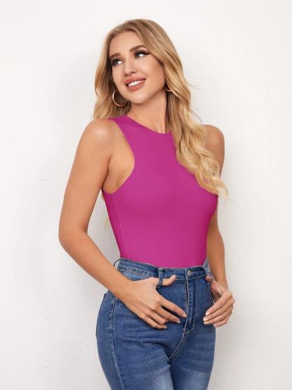 Casual Sleeveless Tank Bodysuit-Comfy Jumpsuits