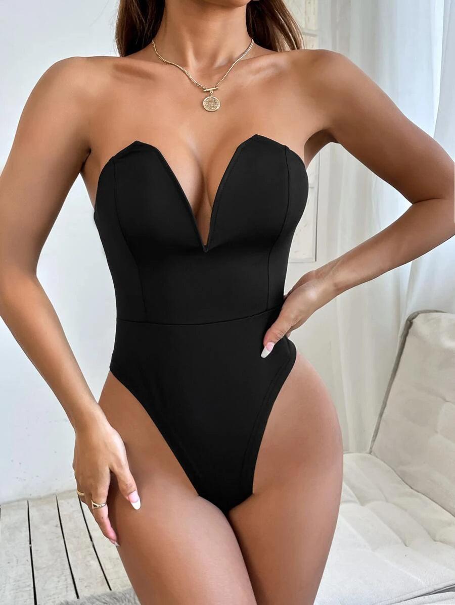 Slim Fit Tube Bodysuit-Comfy Jumpsuits