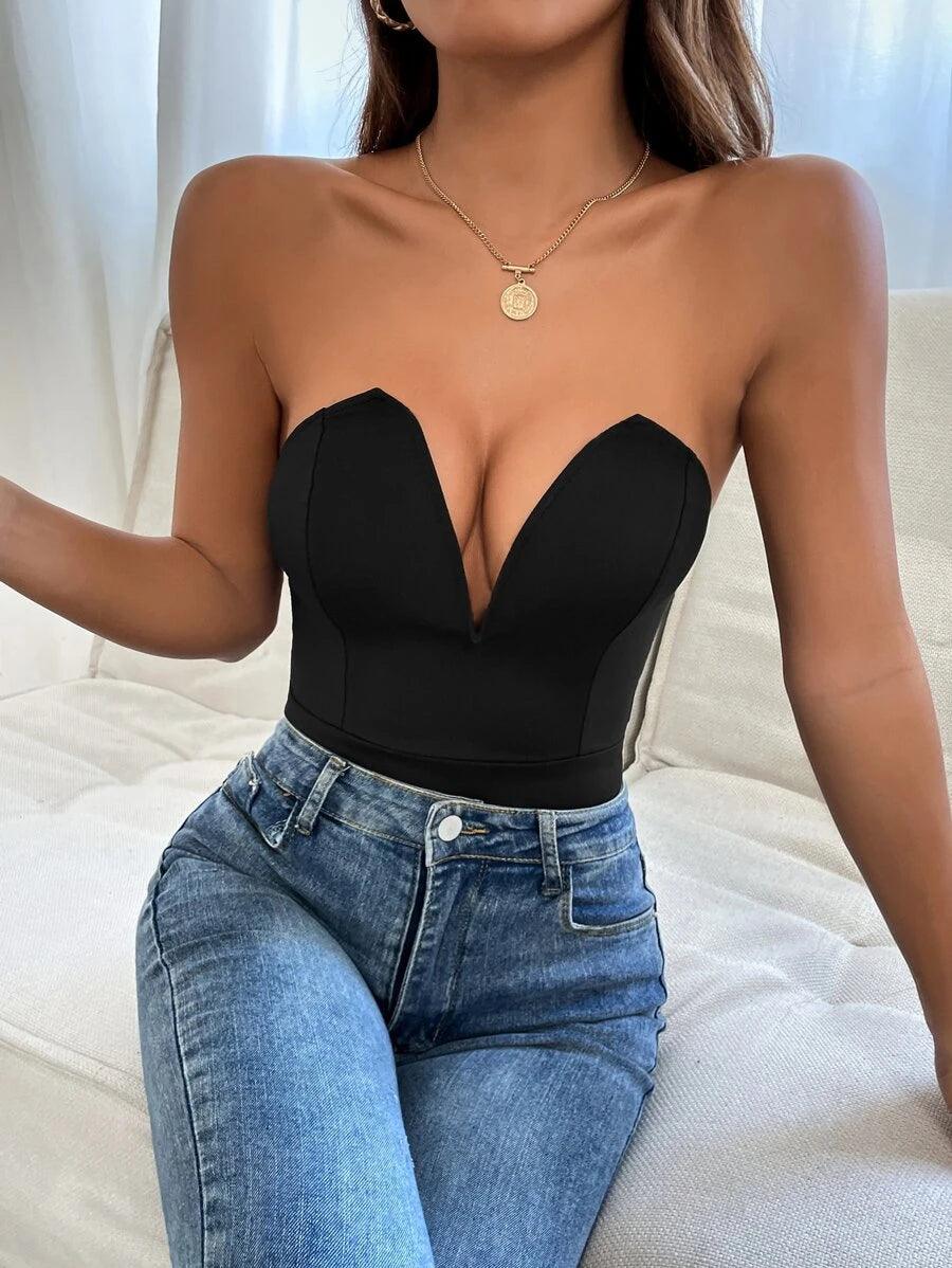 Slim Fit Tube Bodysuit-Comfy Jumpsuits